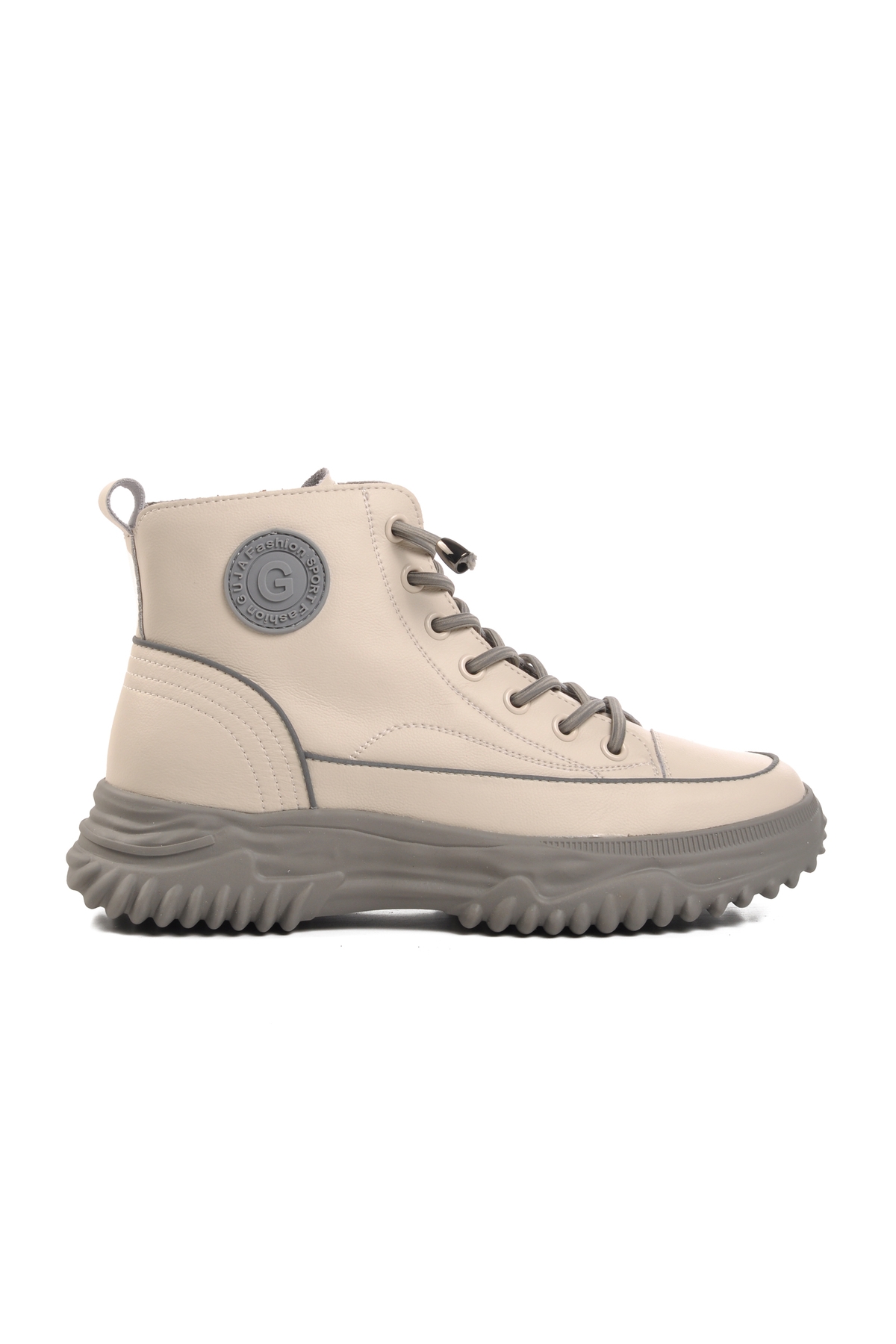 Gri Bağcıklı Fermuarlı Kadın Sneaker Bot - Görsel 2