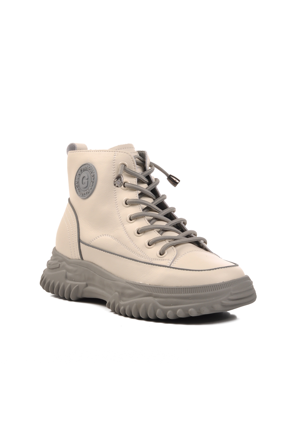 Gri Bağcıklı Fermuarlı Kadın Sneaker Bot - Görsel 4