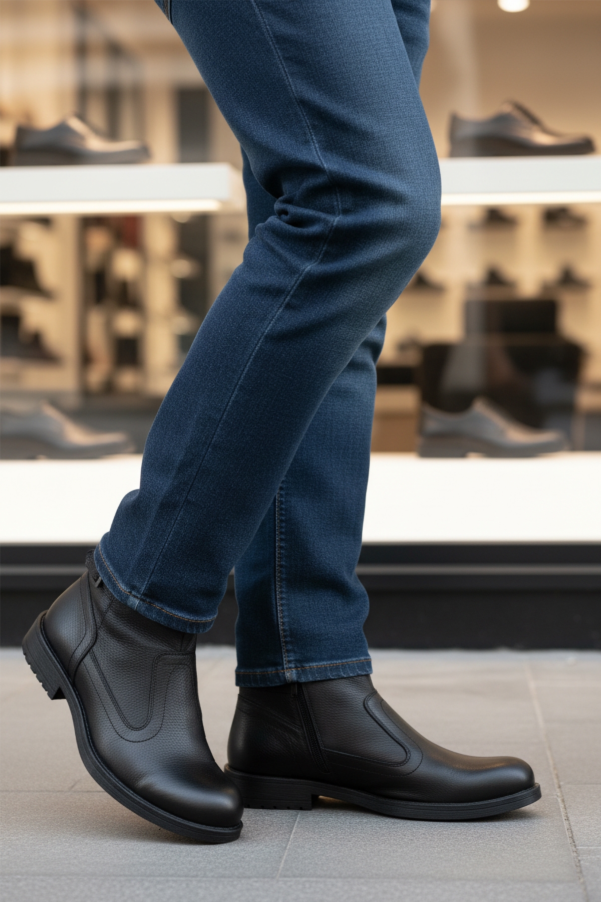 Aspor Siyah Hakiki Deri İçi Kürklü Fermuarlı Erkek Bot - Görsel 4