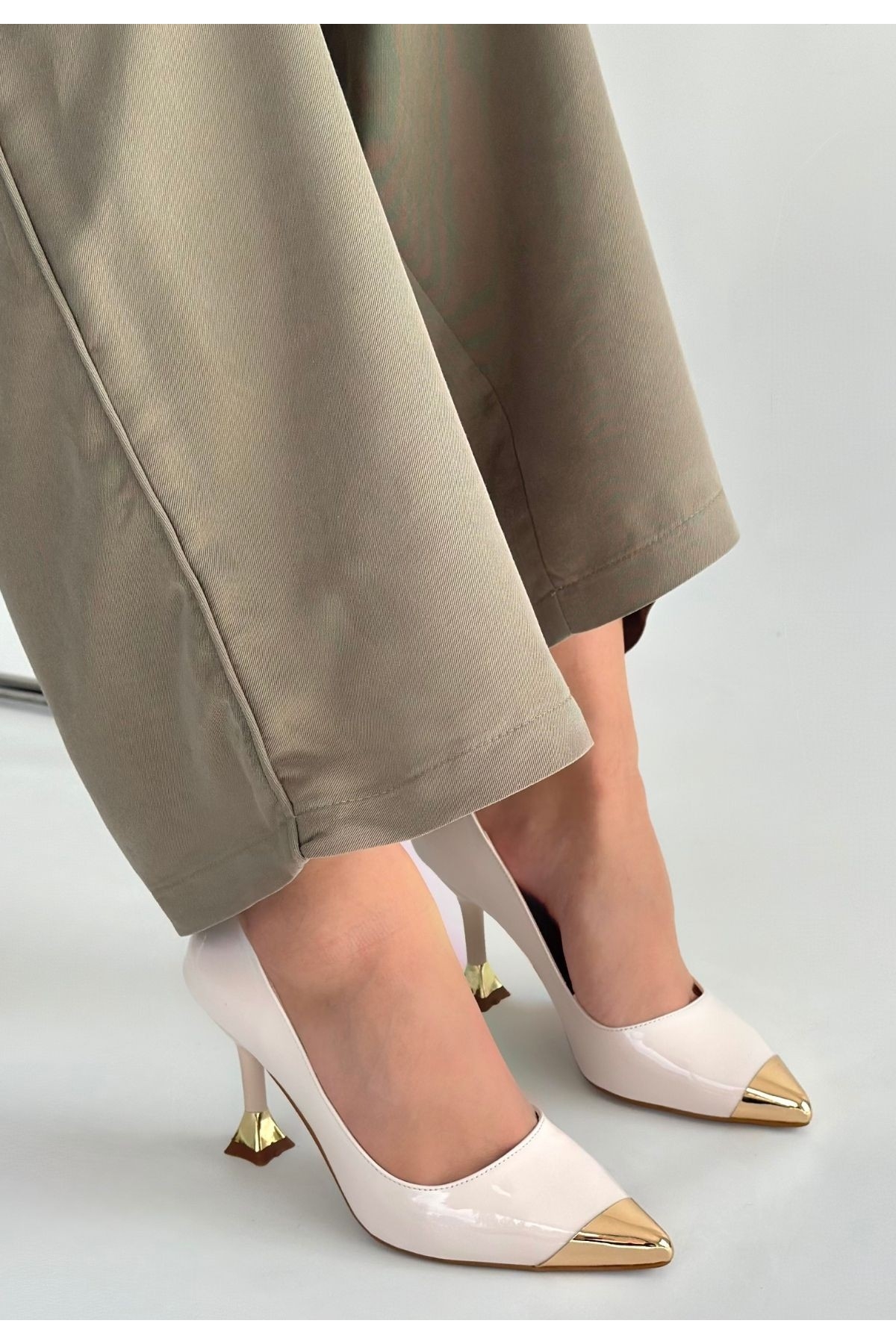 Bej Rugan Kadın Topuklu Ayakkabı - Görsel 4