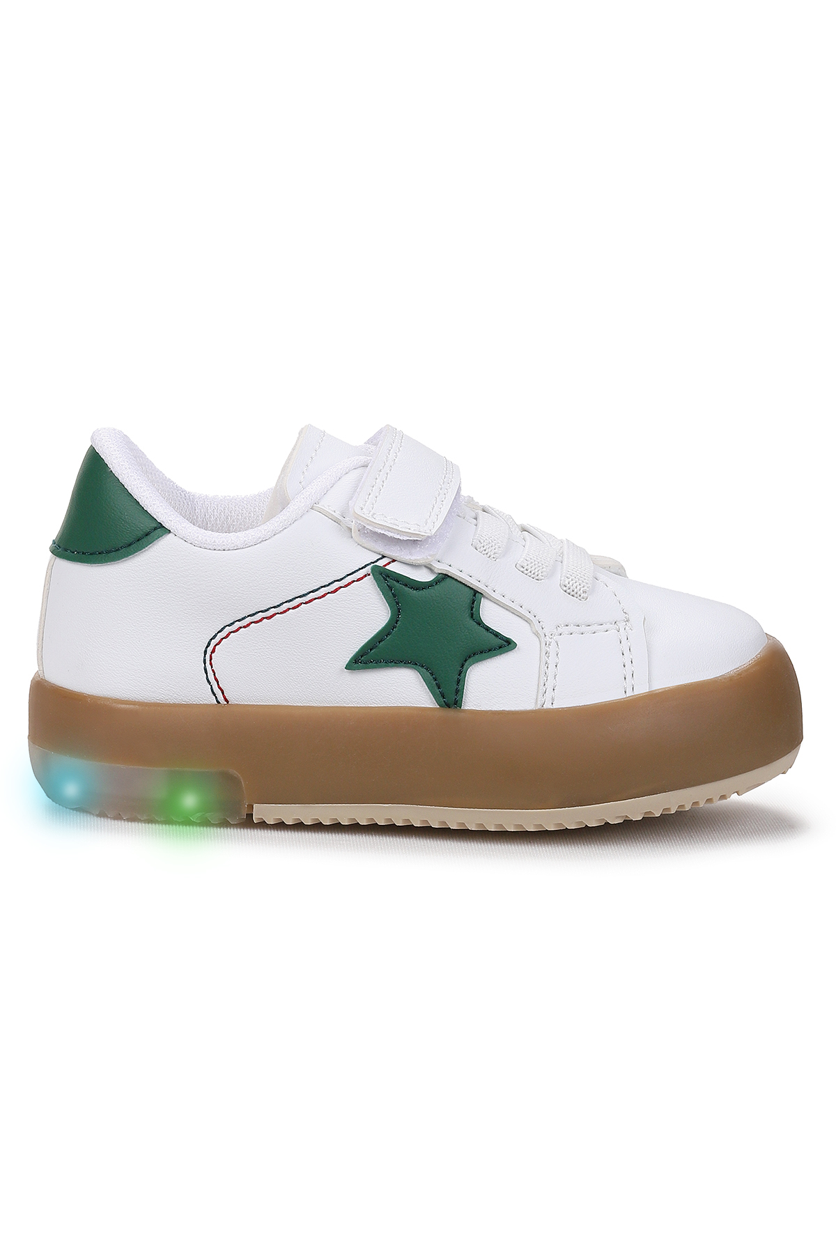 Rena Günlük Cırtlı Işıklı Kız Bebek Spor Ayakkabı Beyaz - Yeşil - Görsel 2