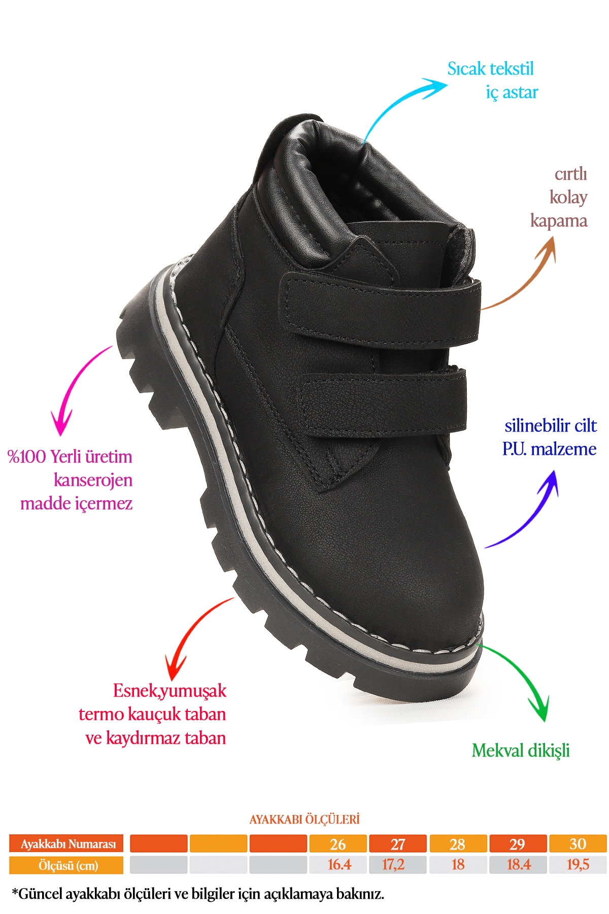 Azka Cırtlı Kız Çocuk Bot Ayakkabı Siyah - Siyah - Görsel 3