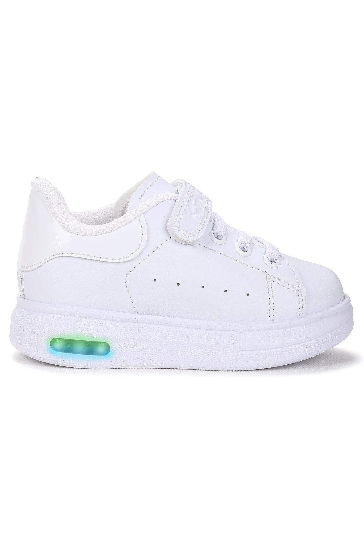 Tinsa Günlük Cırtlı Işıklı Kız Bebek Spor Ayakkabı Beyaz - Beyaz - Görsel 2