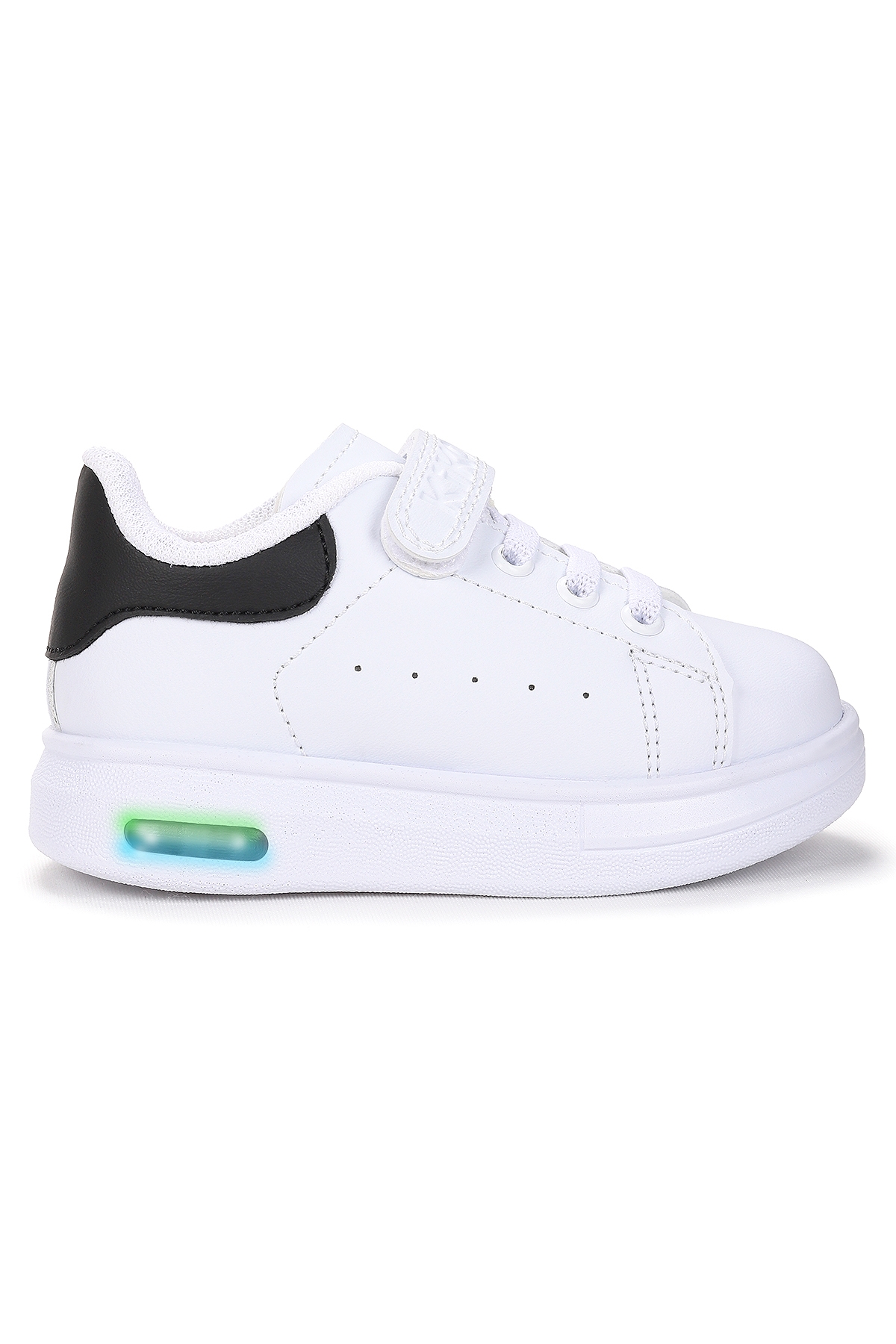 Tinsa Günlük Cırtlı Işıklı Kız Bebek Spor Ayakkabı Beyaz - Siyah - Görsel 2