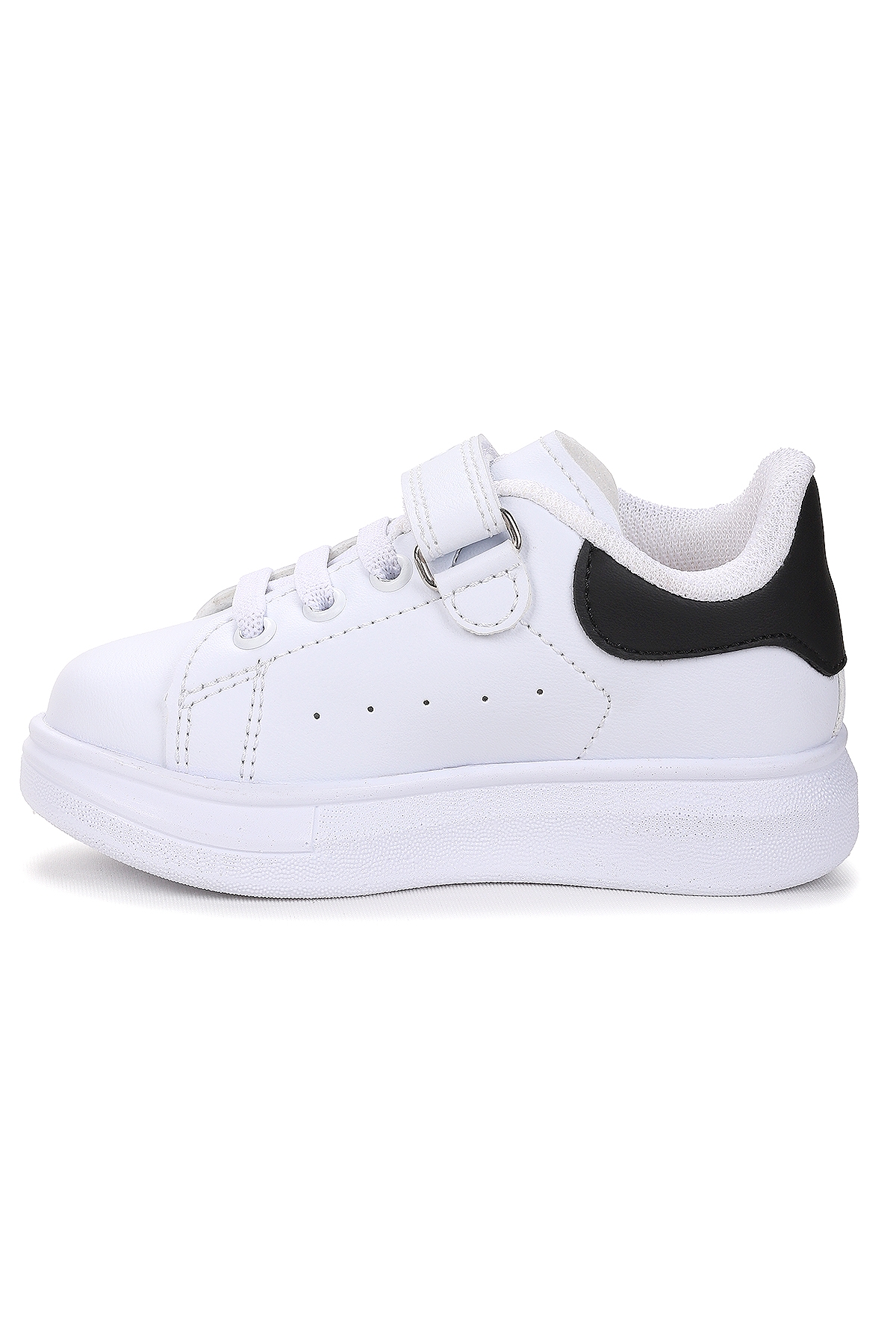 Tinsa Günlük Cırtlı Işıklı Kız Bebek Spor Ayakkabı Beyaz - Siyah - Görsel 5