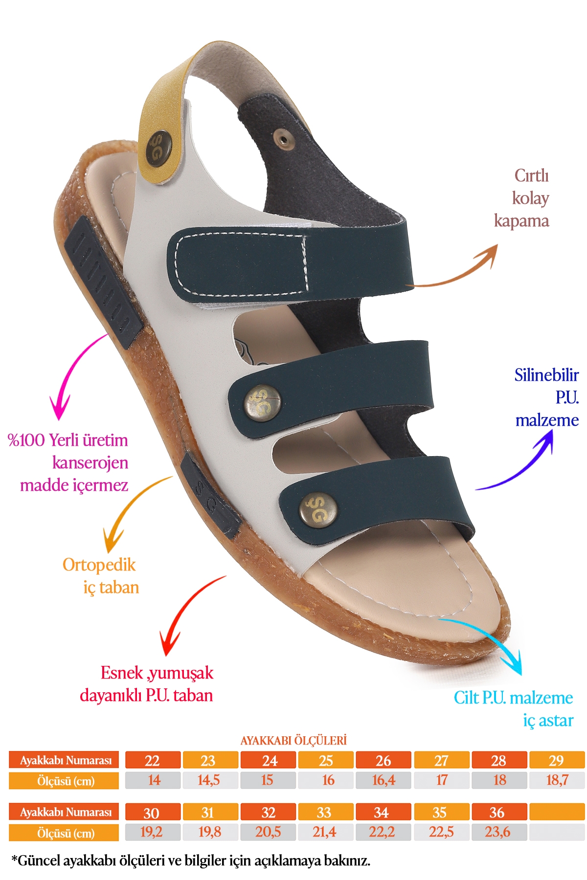 Erkek Çocuk Sandalet Şb 23502508-5816 Lacivert Sarı Gri - Görsel 2