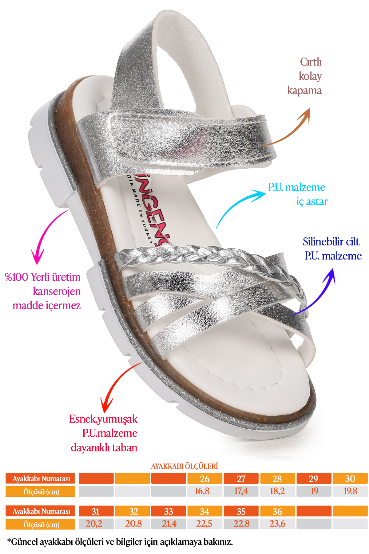 Kız Çocuk Sandalet Şb 2469-78 Gümüş - Görsel 3