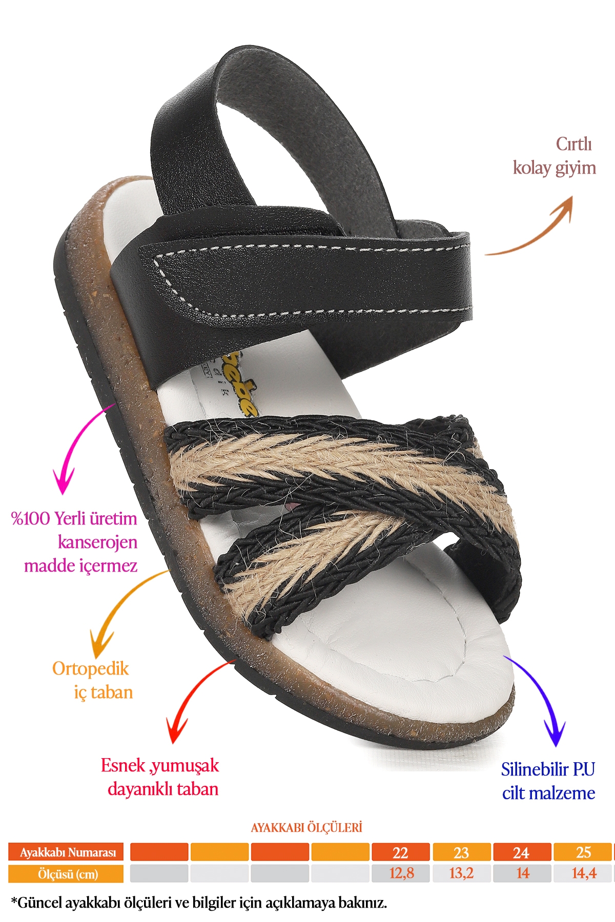 Kız Çocuk Bebe Sandalet Şb 2687-91 Siyah - Görsel 3