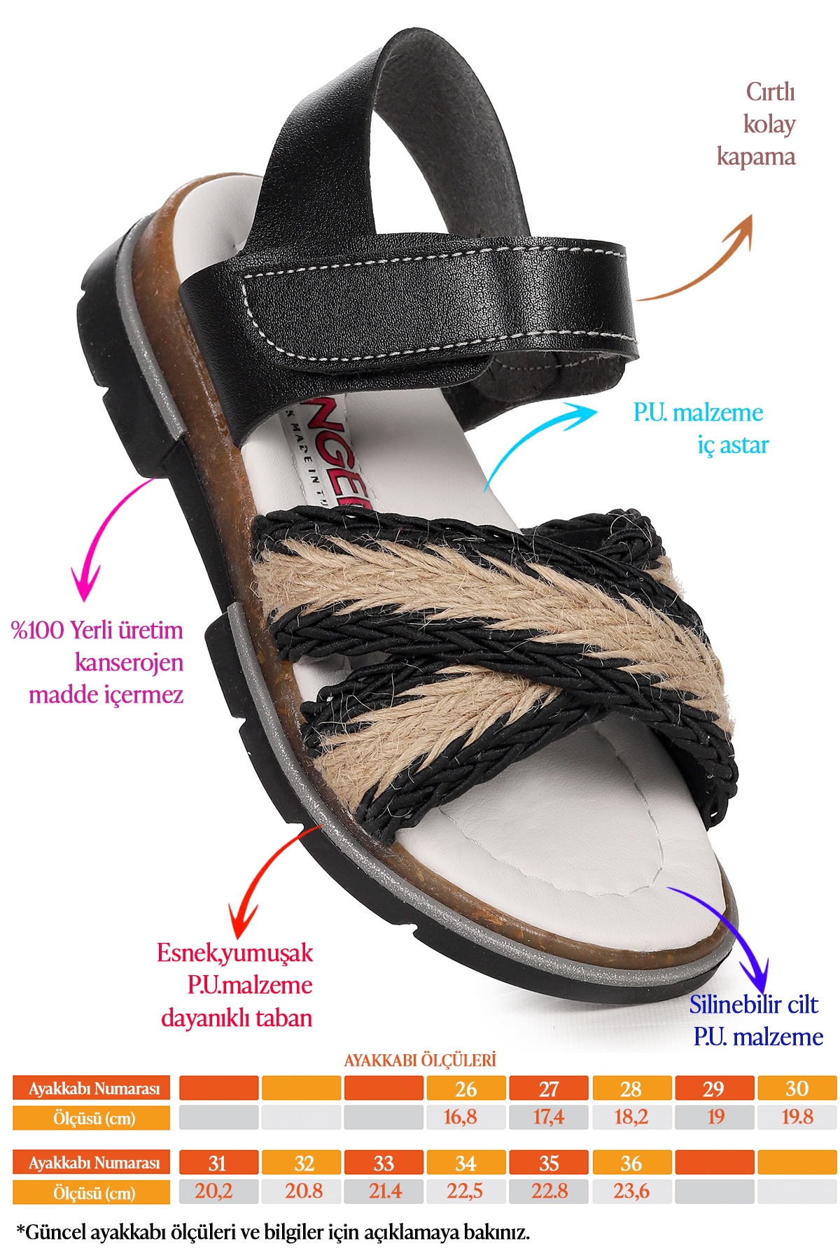 Ortopedik Kız Çocuk Sandalet Şb 2843-47 Siyah - Görsel 3