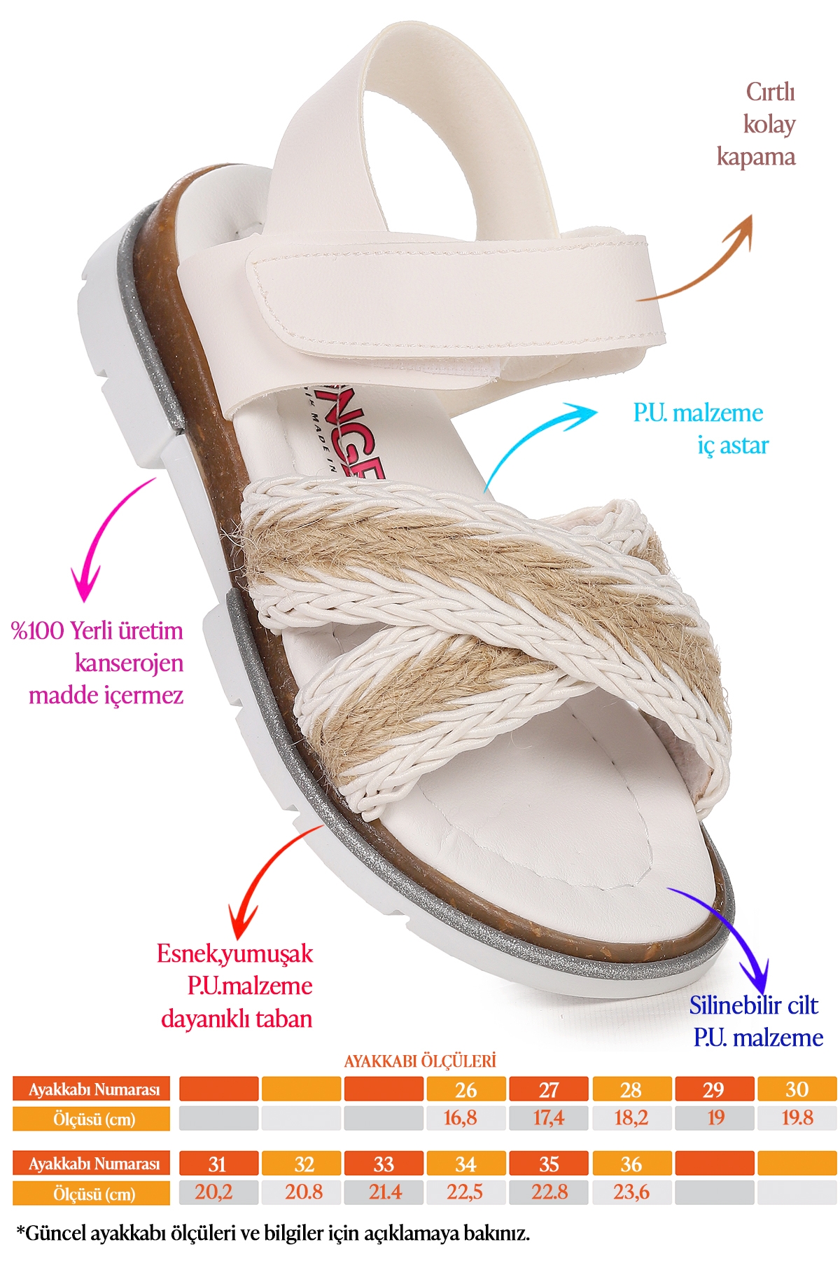 Ortopedik Kız Çocuk Sandalet Şb 2843-47 Beyaz - Görsel 3