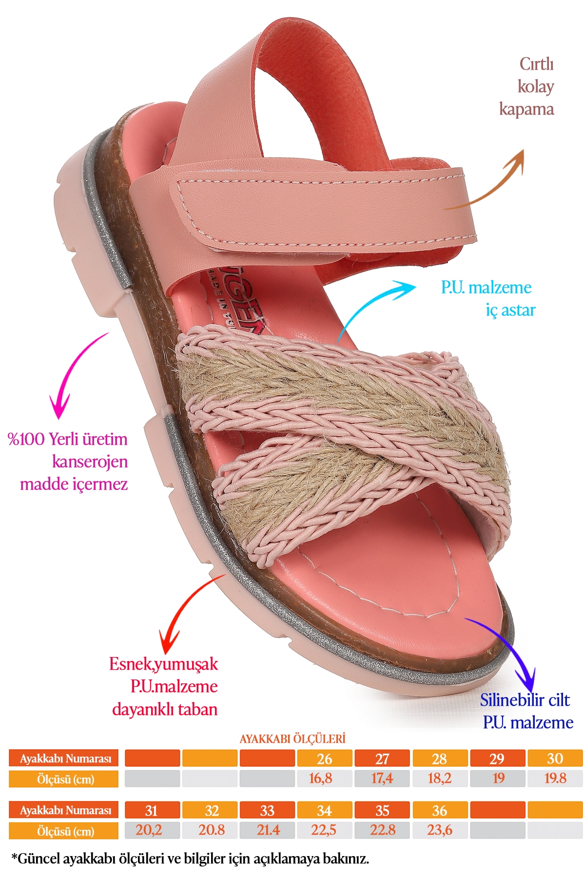Ortopedik Kız Çocuk Sandalet Şb 2843-47 Pudra - Görsel 3