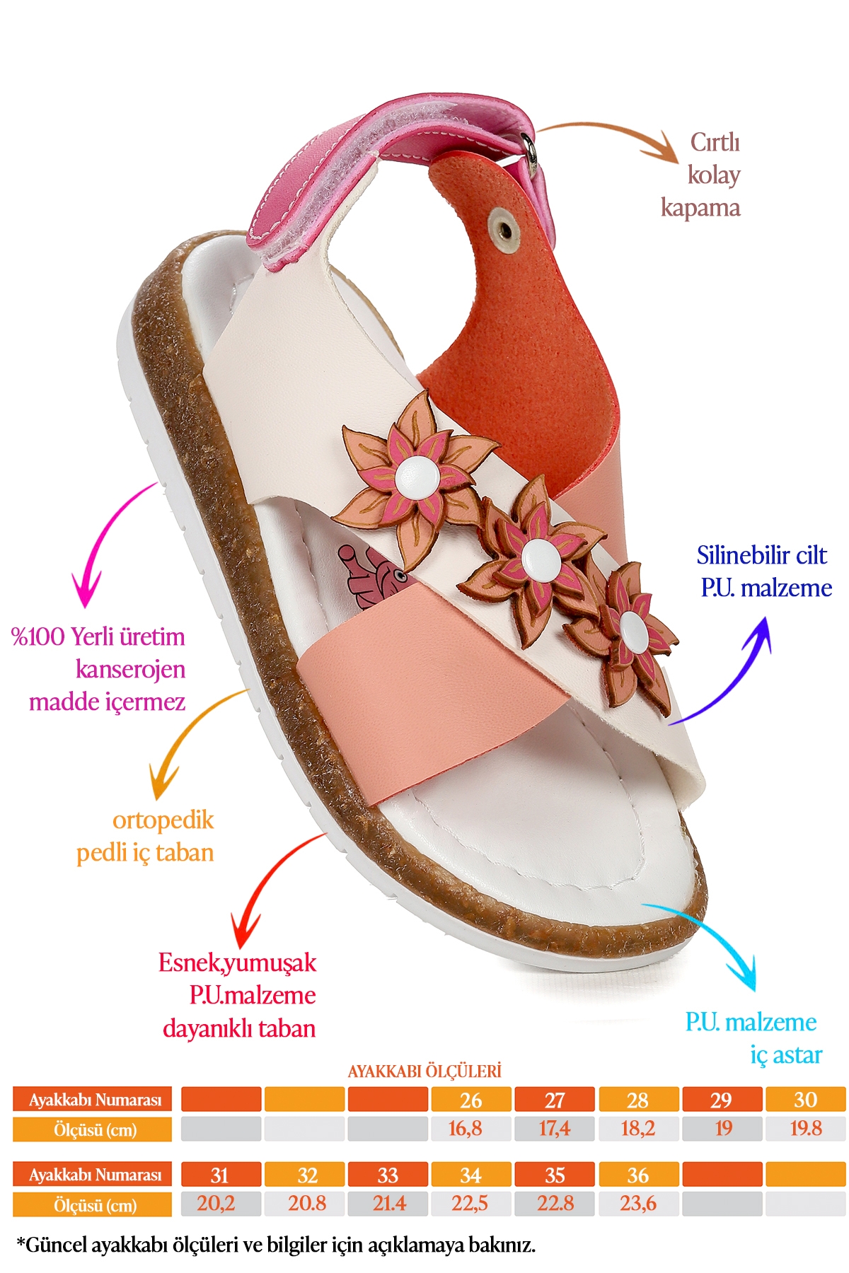 Kiko Kids Kiko Kids Günlük Kız Çocuk Bebe Sandalet Şb 22722440-49 Beyaz - Somon Sandalet & Terlik | Flo Beyaz - 3. görsel