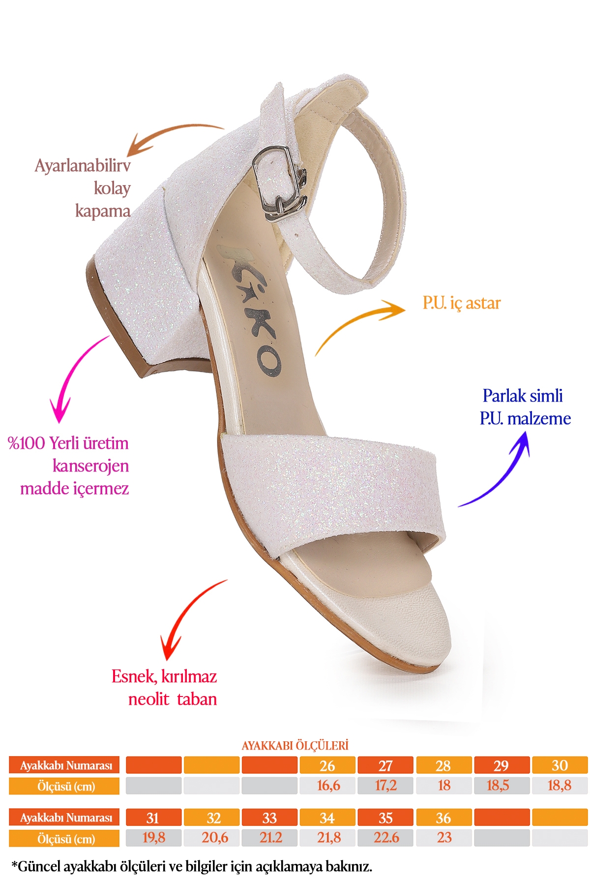 Alexa Günlük Kız Çocuk 4 Cm Topuklu Sandalet Abiye Ayakkabı Sedef - Görsel 3