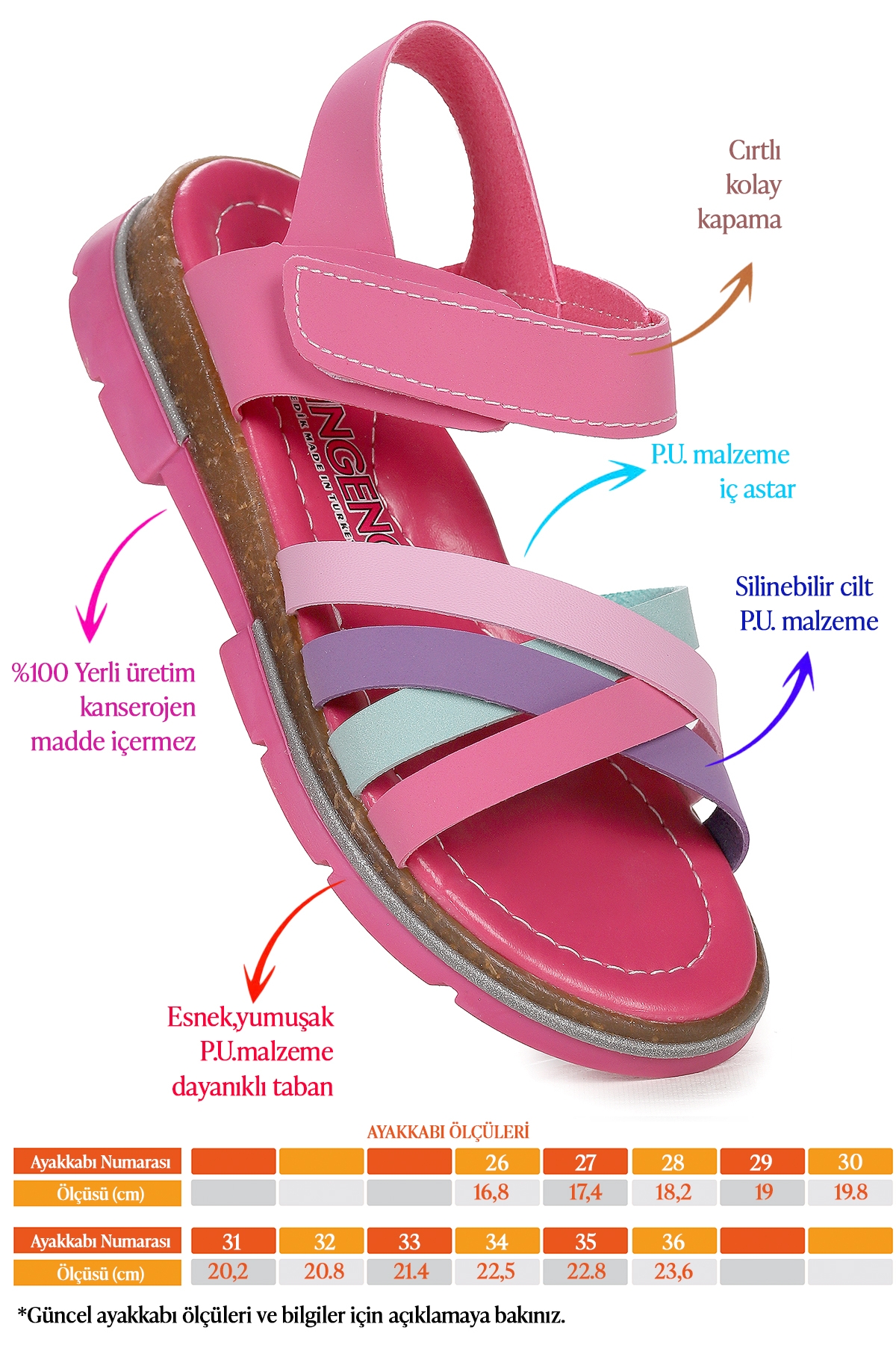 Kiko Kids Kiko Kids Pembe Kız Çocuk Sandalet Şb 2722-27 Fuşya - Mor Sandalet & Terlik | Flo Pembe - 3. görsel