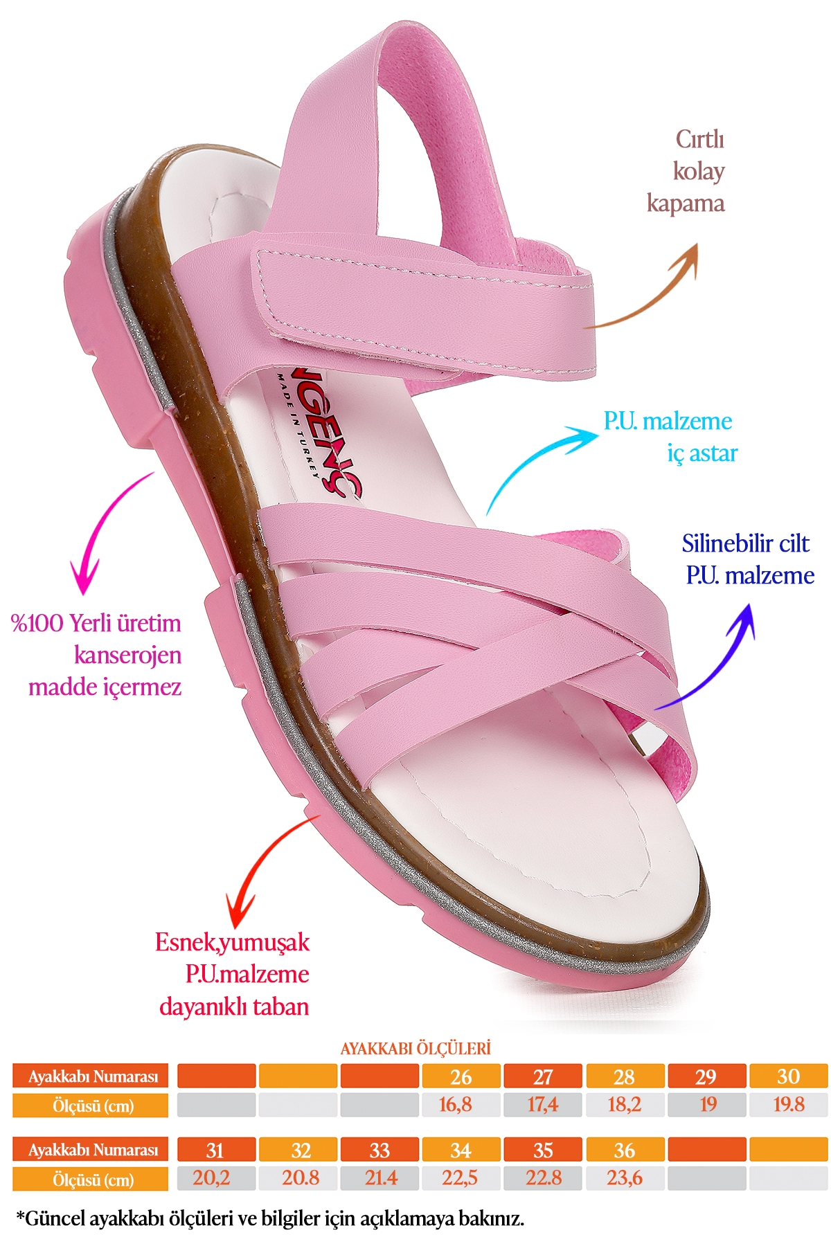 Kız Çocuk Sandalet Şb 2722-27 Pembe - Görsel 3