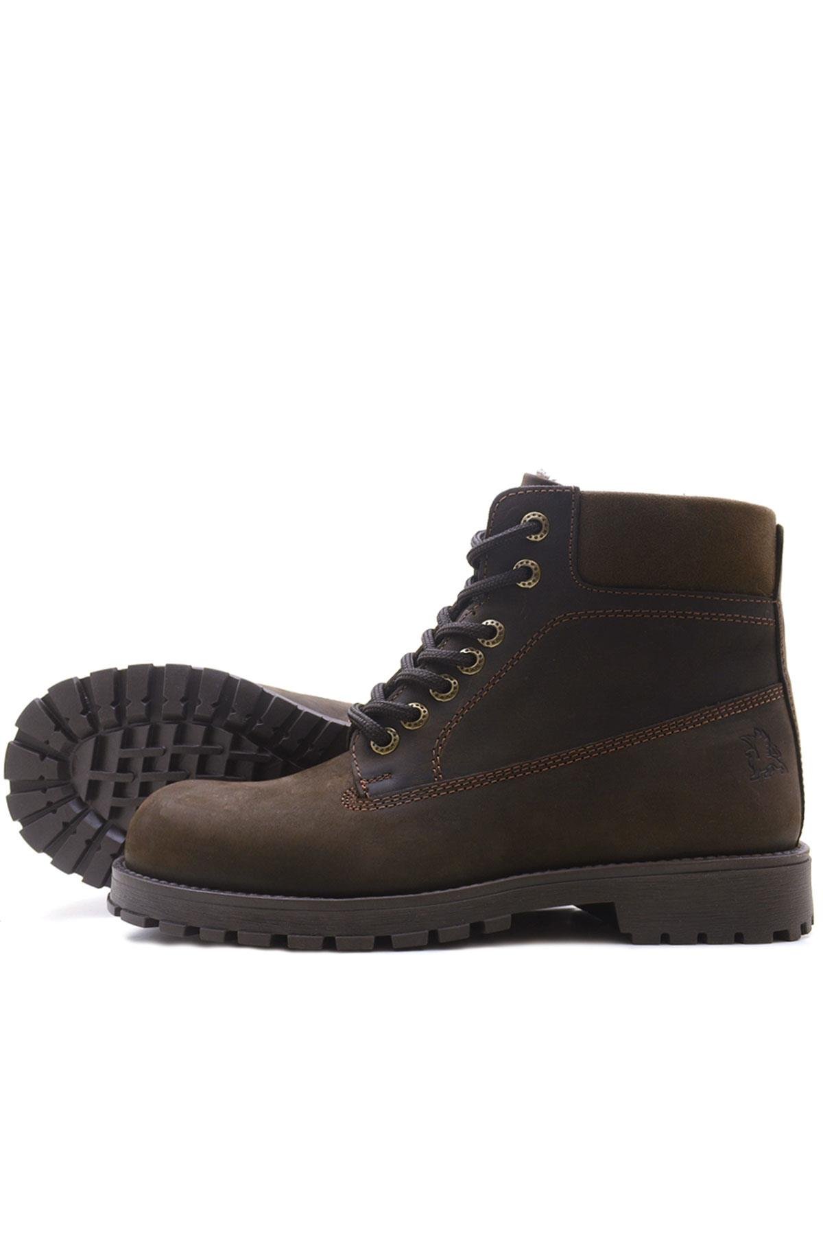 Neson Hakiki Deri Kahve Kürklü Bot Postal - Görsel 6