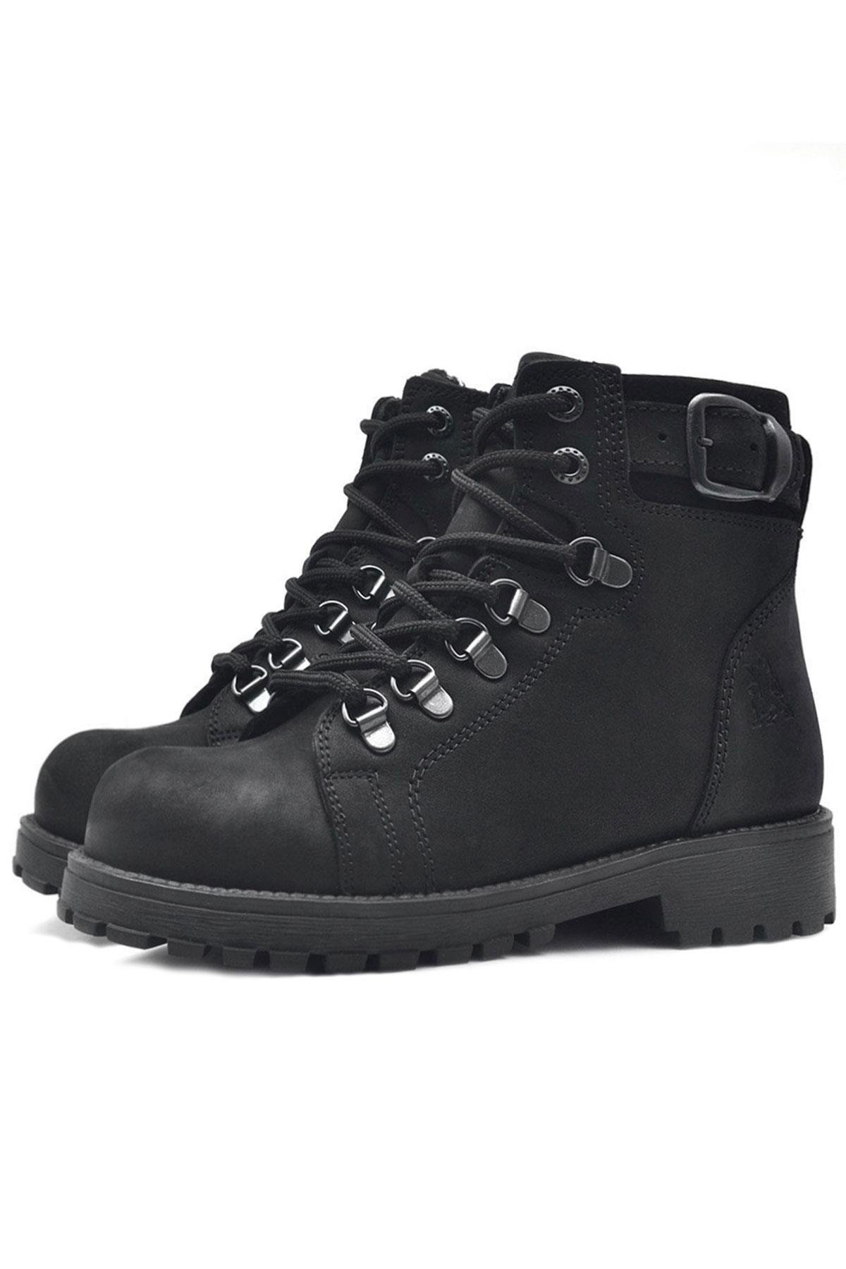 Griffon Hakiki Deri Siyah Fermuarlı Çocuk Bot - Görsel 5