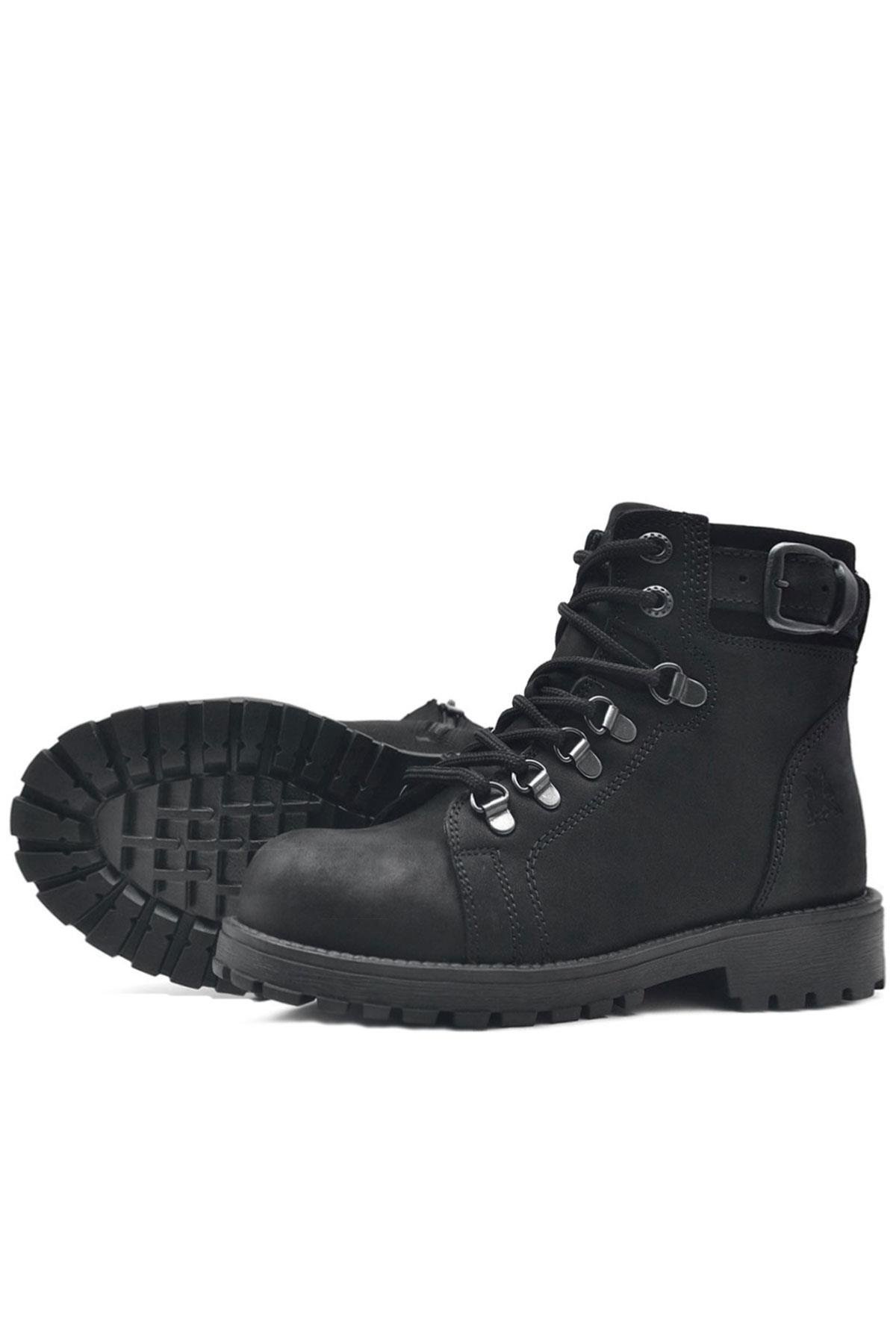 Griffon Hakiki Deri Siyah Fermuarlı Çocuk Bot - Görsel 6