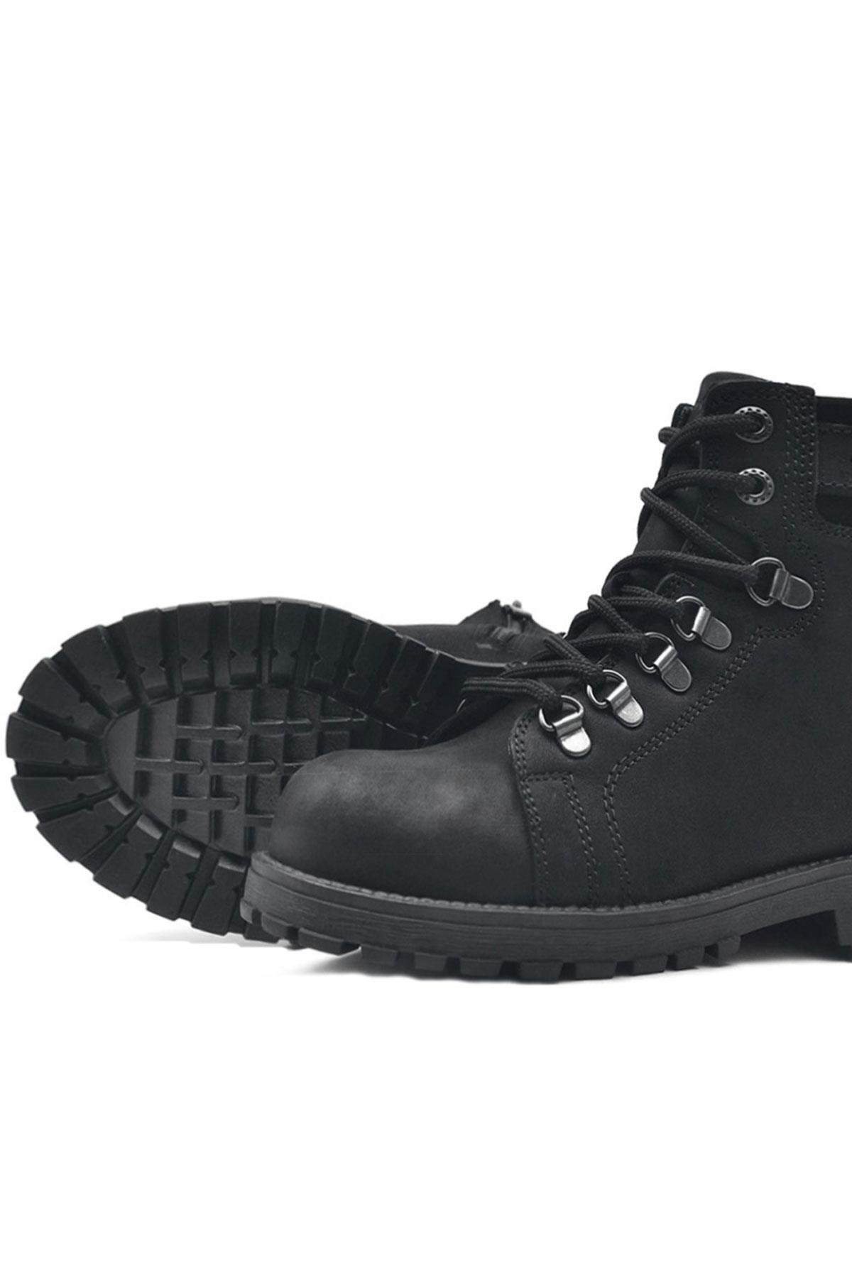 Griffon Hakiki Deri Siyah Fermuarlı Çocuk Bot - Görsel 7