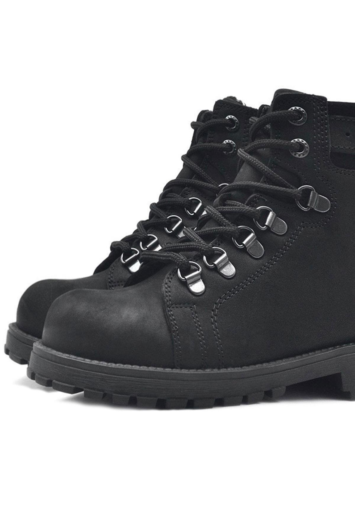 Griffon Hakiki Deri Siyah Fermuarlı Çocuk Bot - Görsel 8