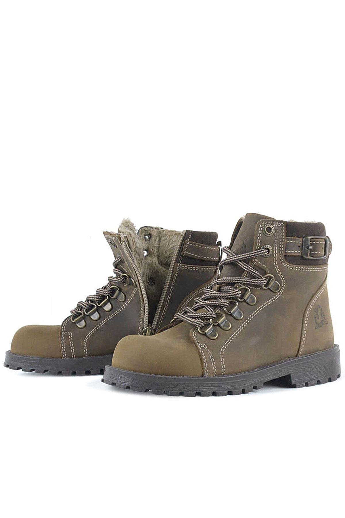 Griffon Hakiki Deri Kum Fermuarlı Kışlık Çocuk Bot - Görsel 5