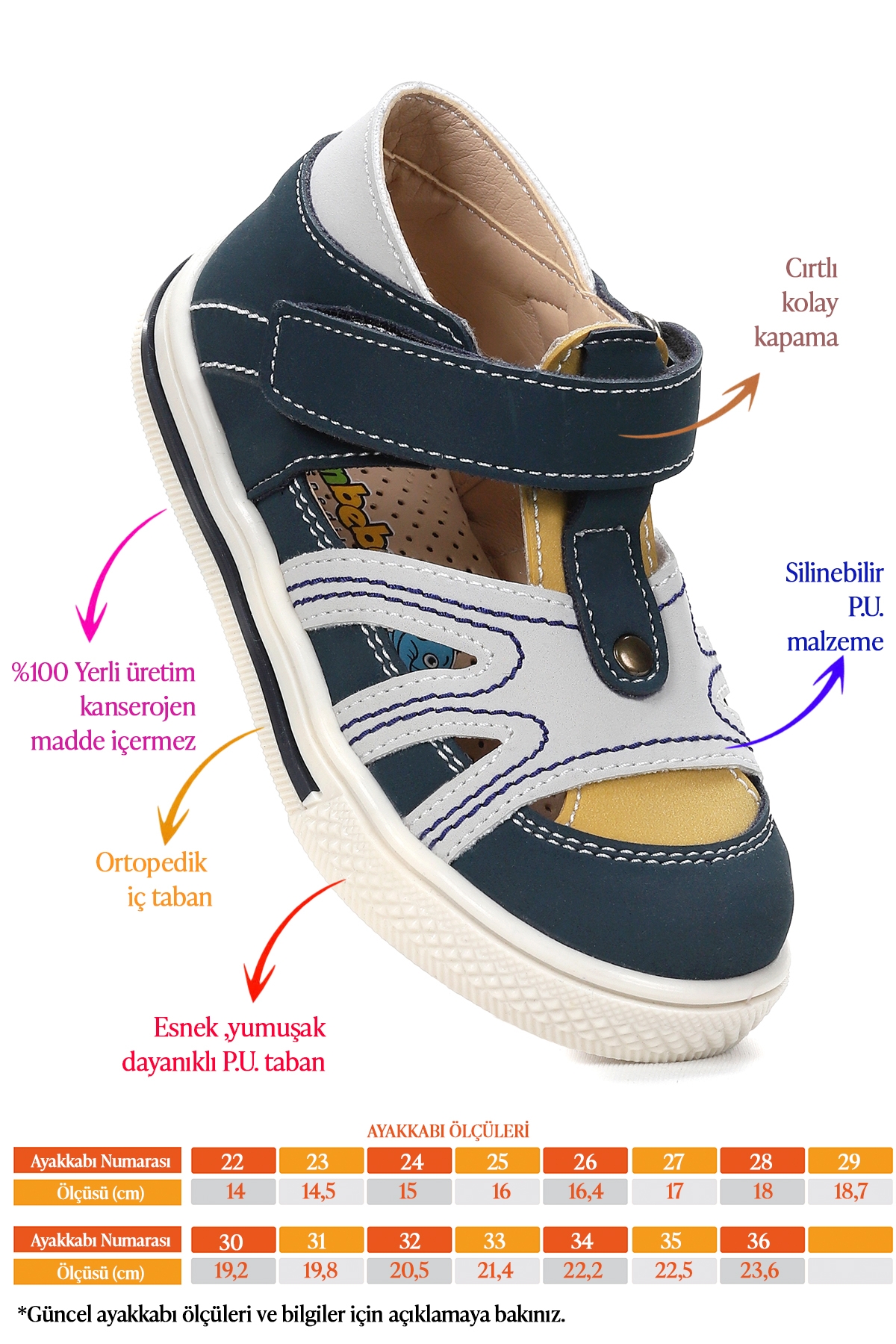 Erkek Çocuk Sandalet Şb 26382805-06 Lacivert - Sarı - Görsel 3