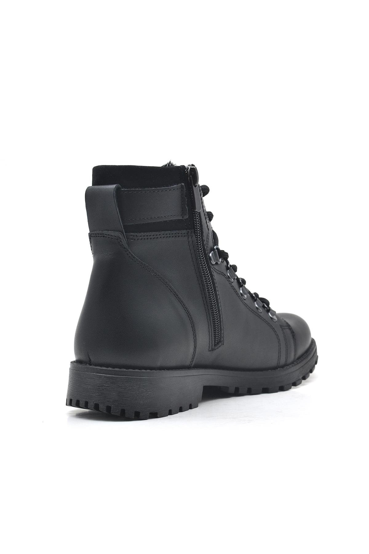 Griffon Hakiki Deri Siyah Fermuarlı Çocuk Bot - Görsel 4