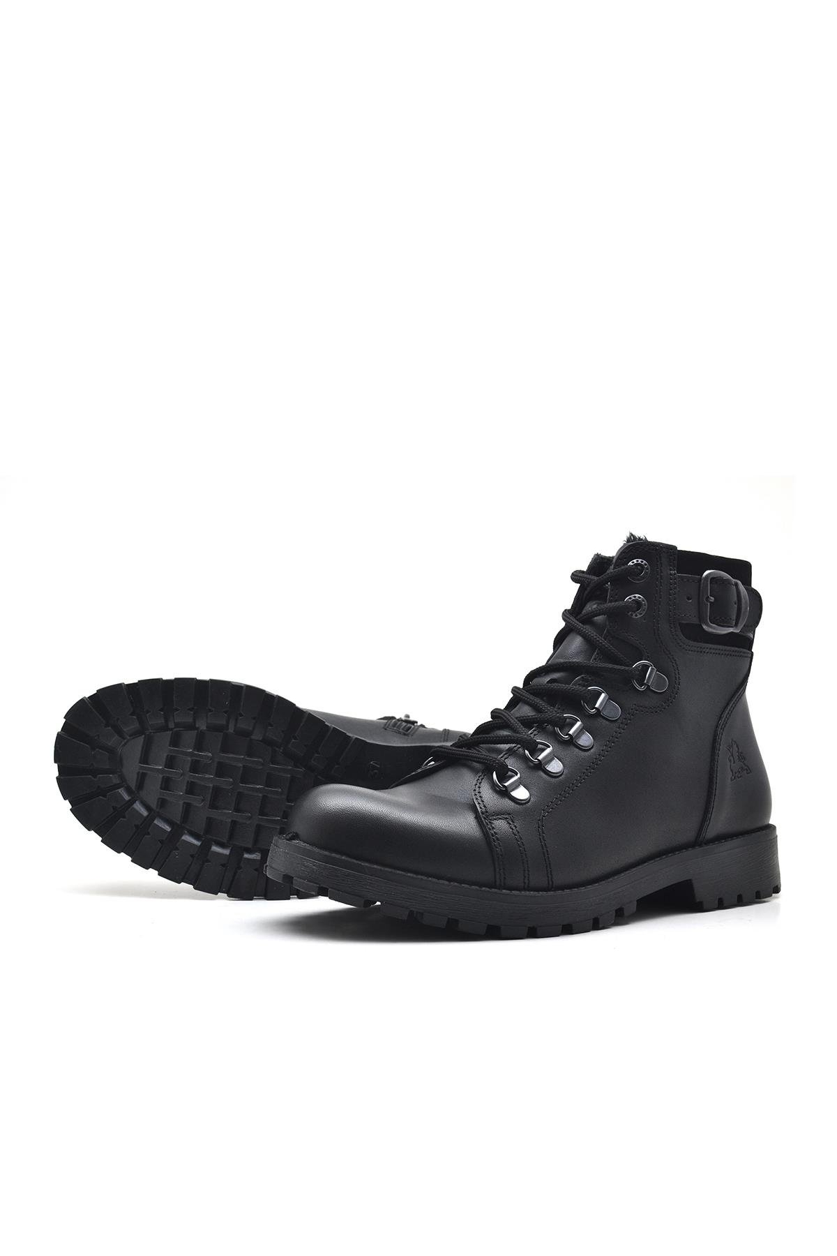 Griffon Hakiki Deri Siyah Fermuarlı Çocuk Bot - Görsel 6