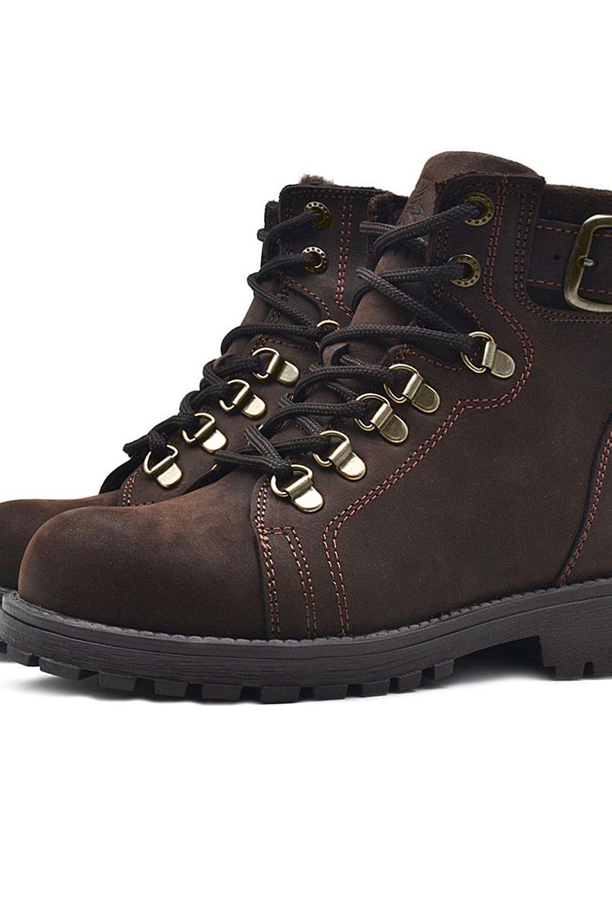 Griffon Hakiki Deri Fermuarlı Kışlık Çocuk Bot - Görsel 7