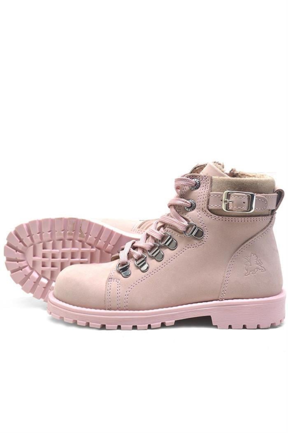Griffon Hakiki Deri Pembe Fermuarlı Kışlık Kız Çocuk Bot - Görsel 6