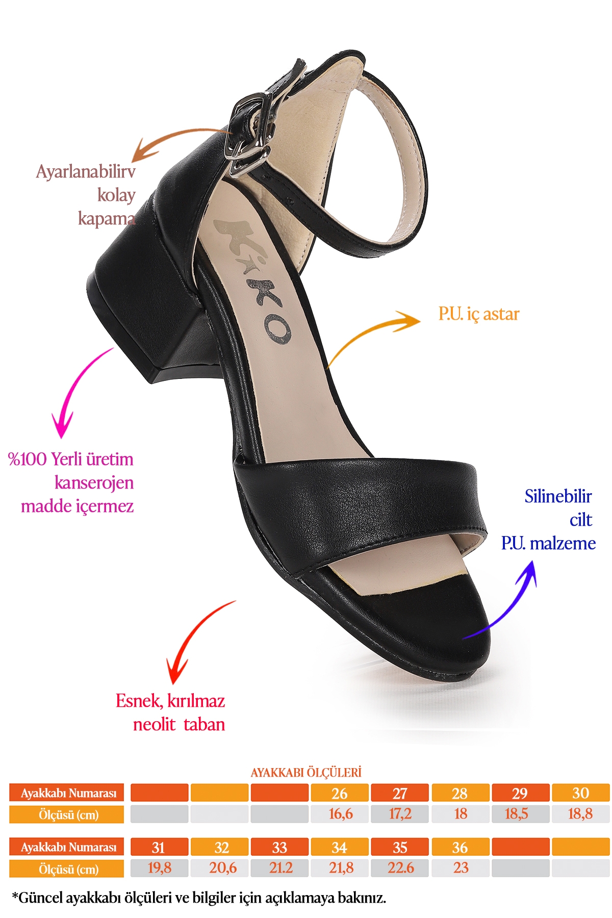 Sheila Cilt Günlük Kız Çocuk 4 Cm Topuklu Sandalet Abiye Ayakkabı Siyah - Görsel 3