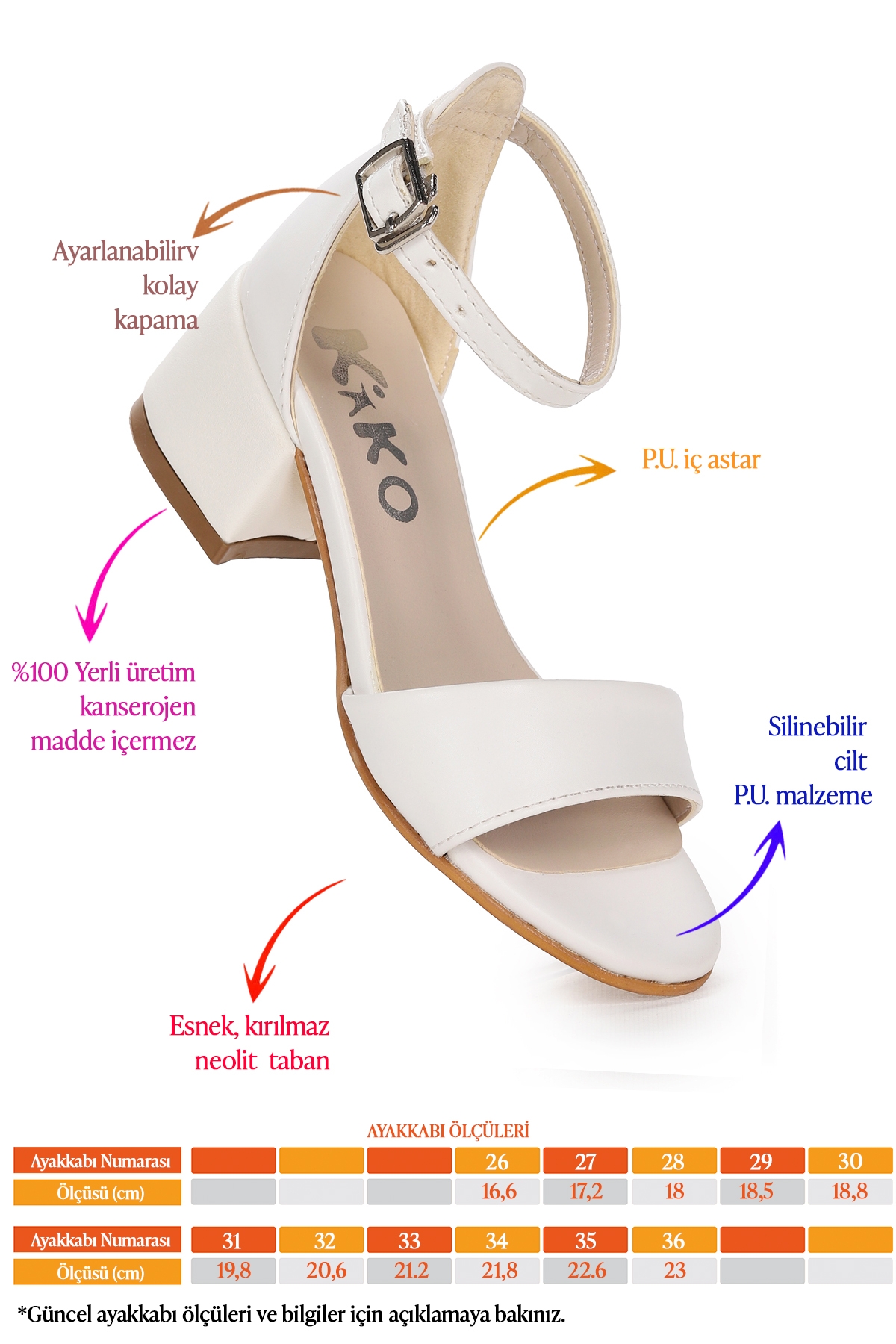 Sheila Cilt Günlük Kız Çocuk 4 Cm Topuklu Sandalet Abiye Ayakkabı Beyaz - Görsel 3