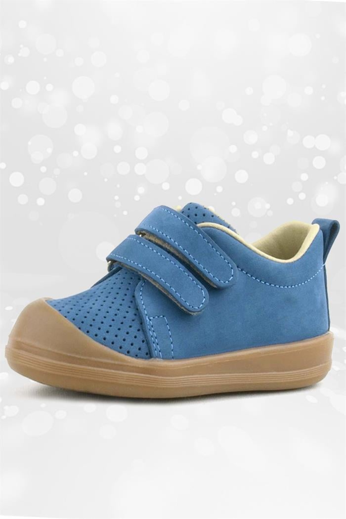 Sonic Hakiki Deri Lacivert Cırtlı Anatomik Bebek Spor Ayakkabı Sneaker - Görsel 3