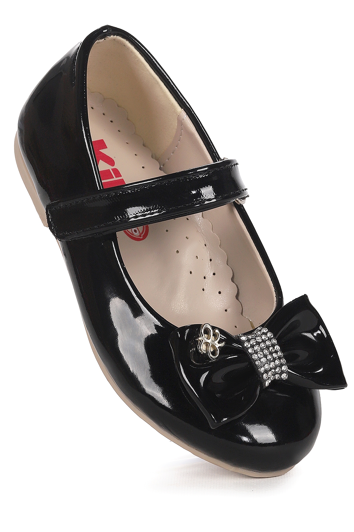 Withbow Rugan Cırtlı Fiyonklu Kız Çocuk Babet Ayakkabı Siyah - Görsel 2