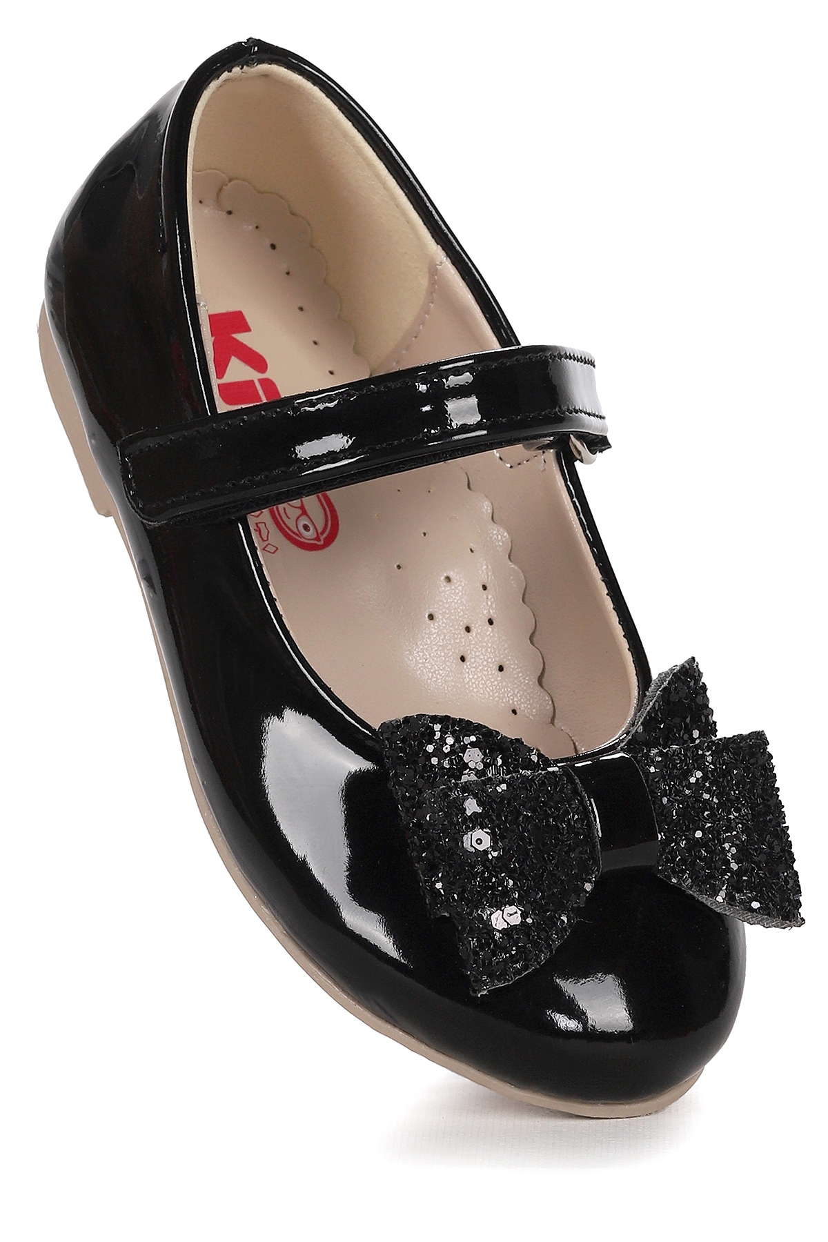 Babe Rugan Cırtlı Fiyonklu Kız Çocuk Babet Ayakkabı Siyah - Görsel 2