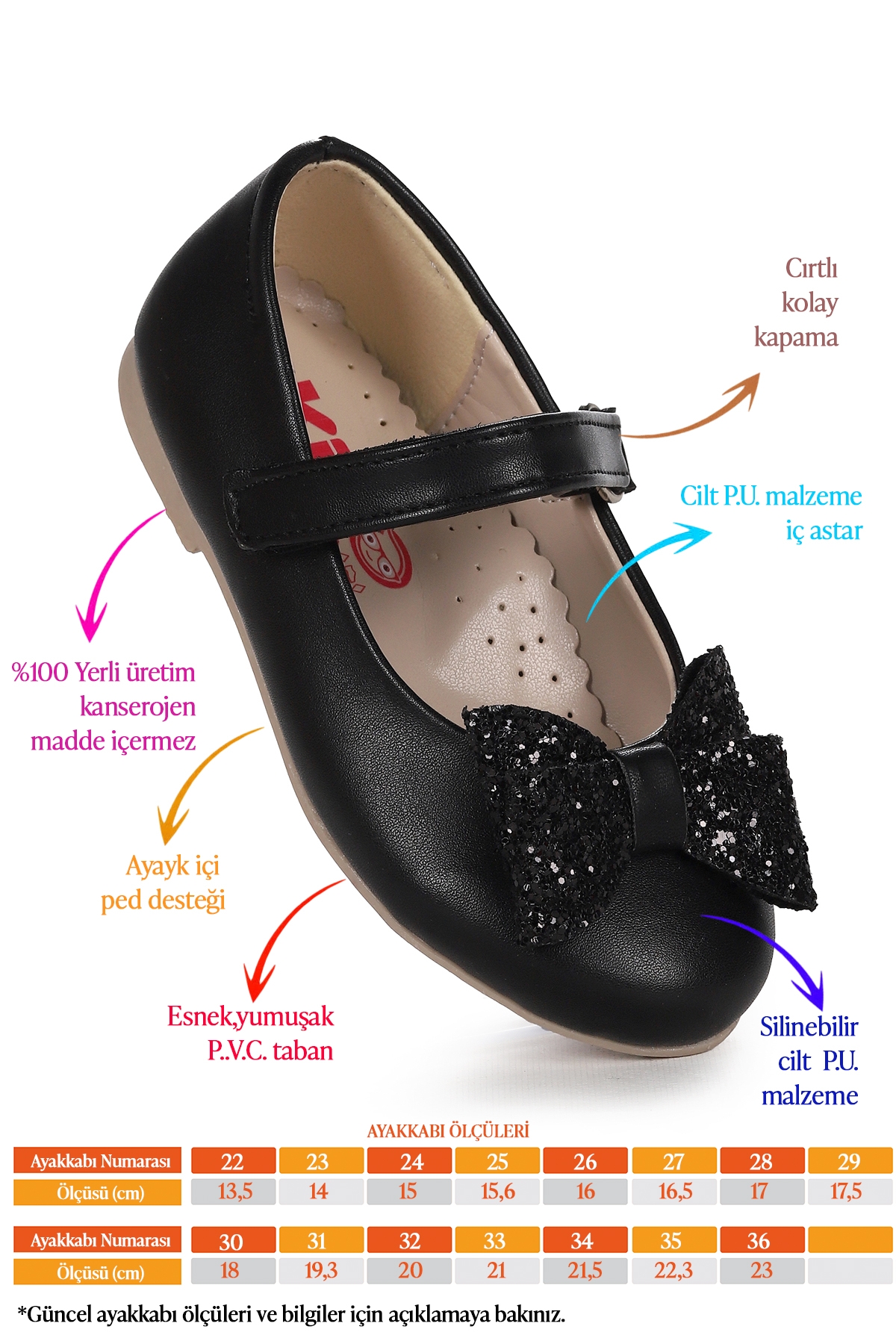Babe Cilt Cırtlı Fiyonklu Kız Çocuk Babet Ayakkabı Siyah - Görsel 3
