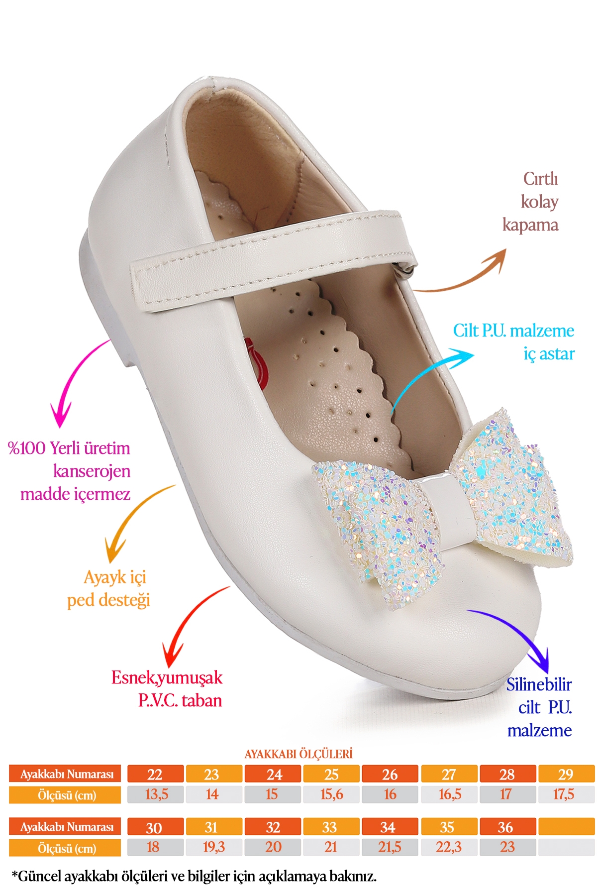 Babe Cilt Cırtlı Fiyonklu Kız Çocuk Babet Ayakkabı Beyaz - Görsel 3