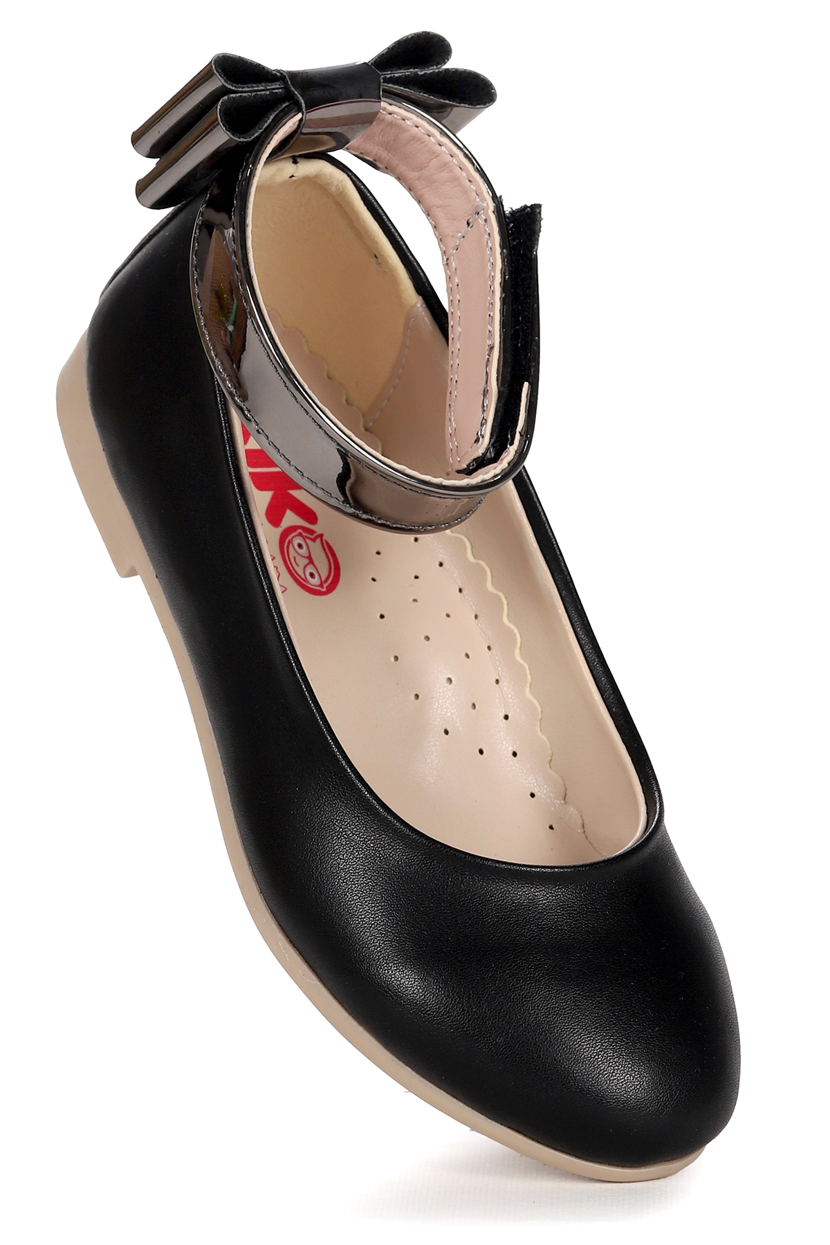 Ankle Cilt Cırtlı Kız Çocuk Fiyonklu Babet Ayakkabı Bilekten Bağlamalı Siyah - Görsel 2