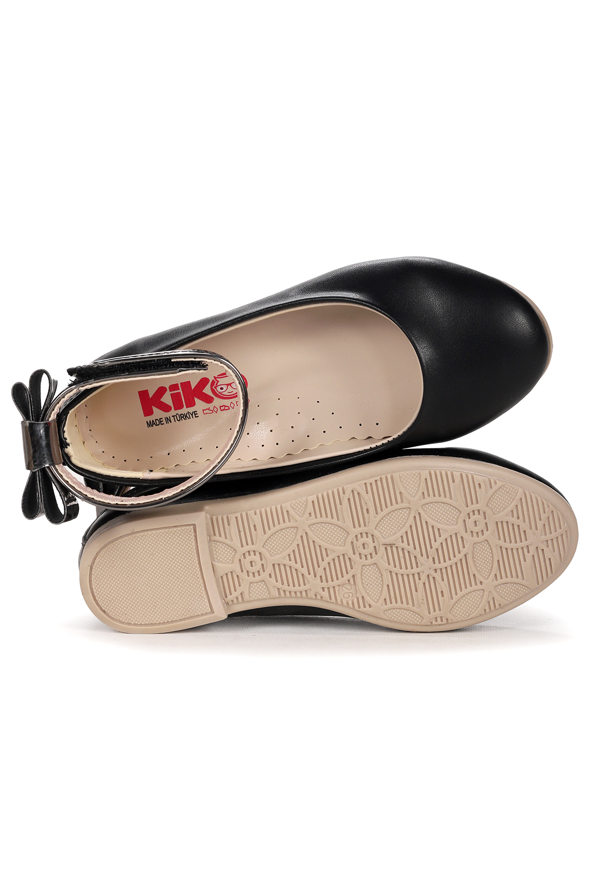 Ankle Cilt Cırtlı Kız Çocuk Fiyonklu Babet Ayakkabı Bilekten Bağlamalı Siyah - Görsel 6