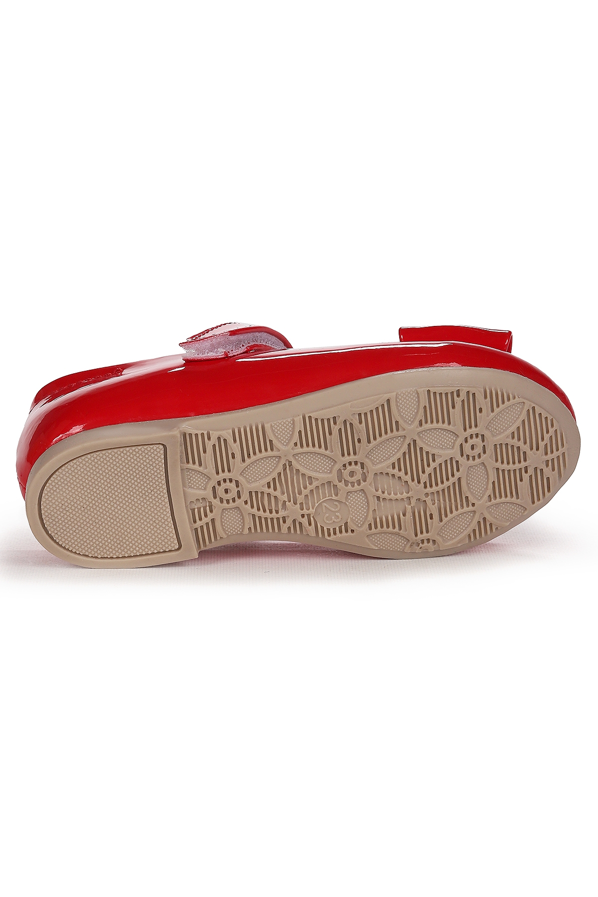 Withbow Rugan Cırtlı Fiyonklu Kız Çocuk Babet Ayakkabı Kırmızı - Görsel 6