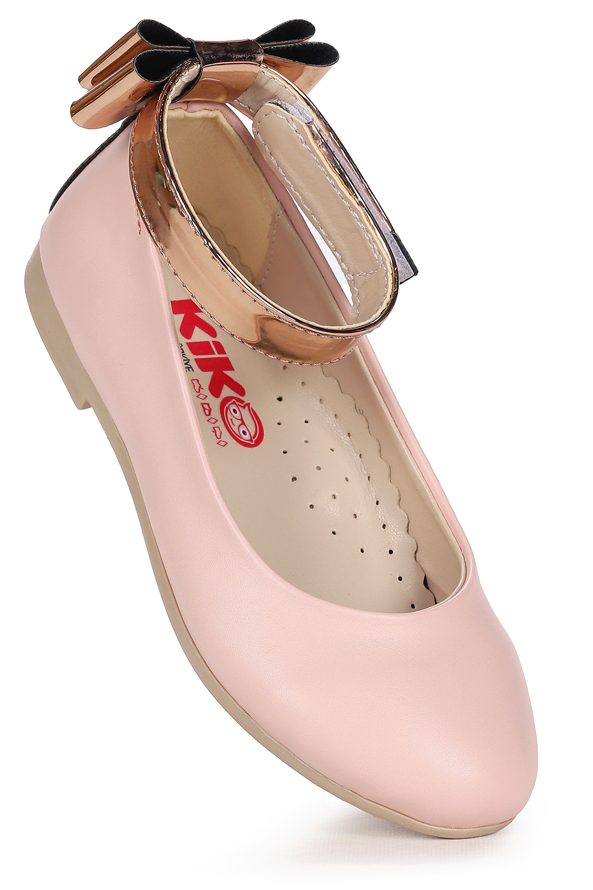 Ankle Cilt Cırtlı Kız Çocuk Fiyonklu Babet Ayakkabı Bilekten Bağlamalı Pudra - Görsel 2