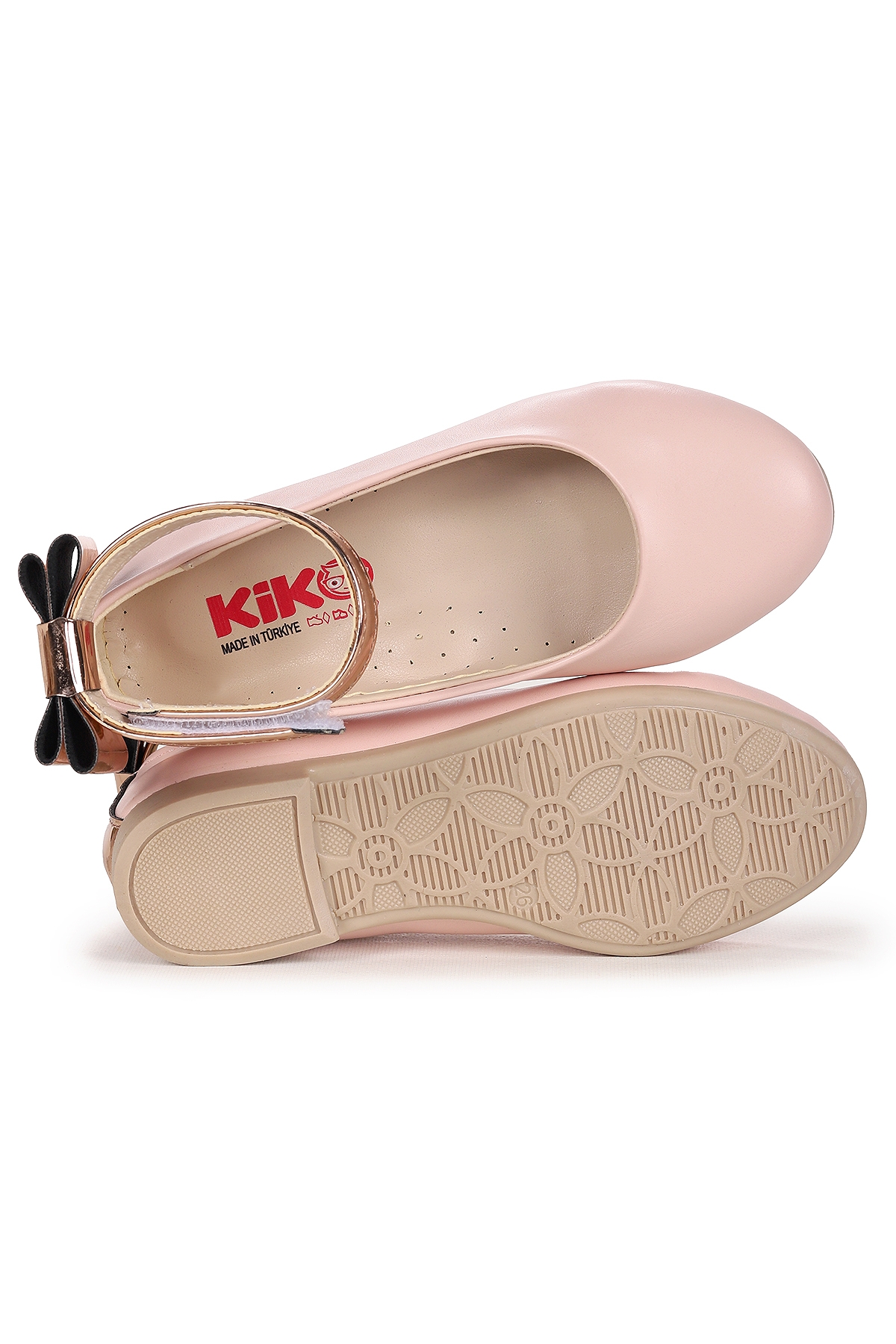 Ankle Cilt Cırtlı Kız Çocuk Fiyonklu Babet Ayakkabı Bilekten Bağlamalı Pudra - Görsel 6