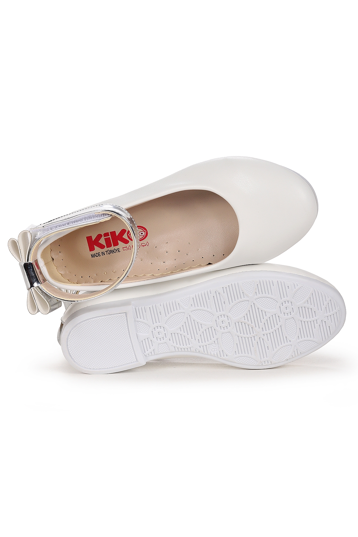 Ankle Cilt Cırtlı Kız Çocuk Fiyonklu Babet Ayakkabı Bilekten Bağlamalı Beyaz - Görsel 6