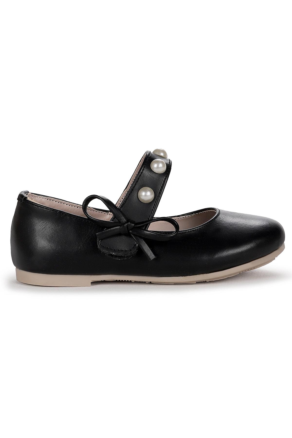Bareti Cilt İncili Günlük Cırtlı Kız Çocuk Babet Ayakkabı Siyah - Görsel 5