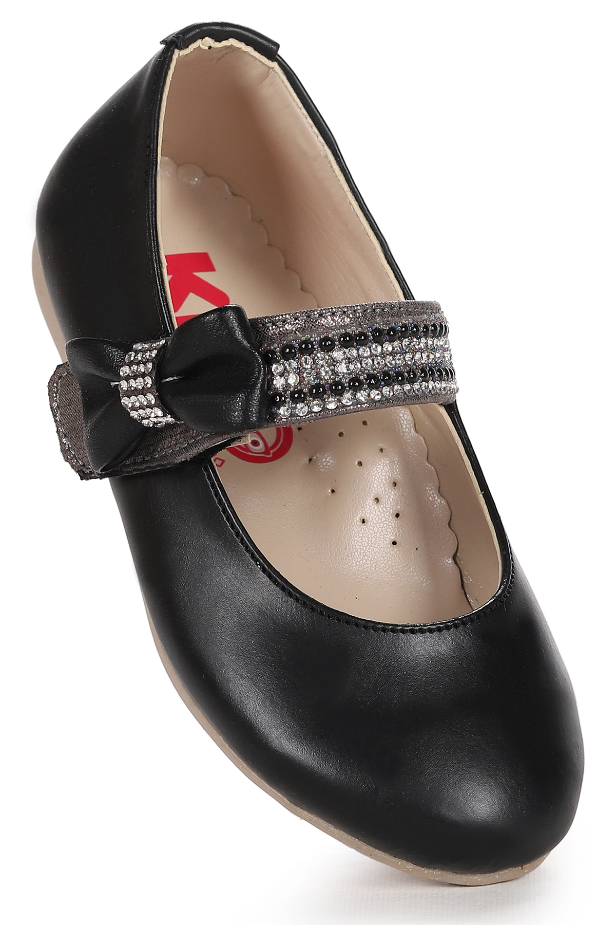 Cerry Cilt Cırtlı Kız Çocuk Taşlı Babet Ayakkabı Siyah - Görsel 2