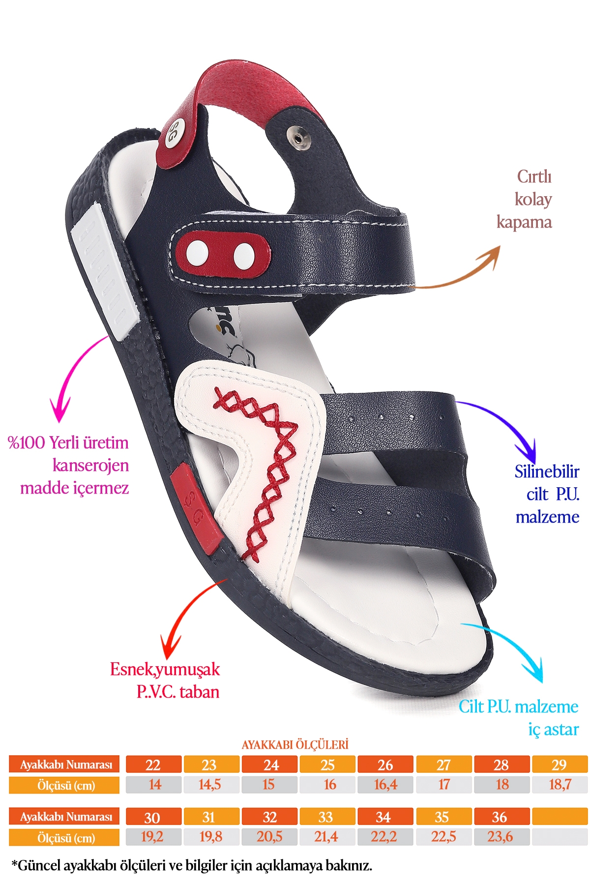 Erkek Çocuk Sandalet Şb 2498-07 Lacivert Beyaz Kırmızı - Görsel 3