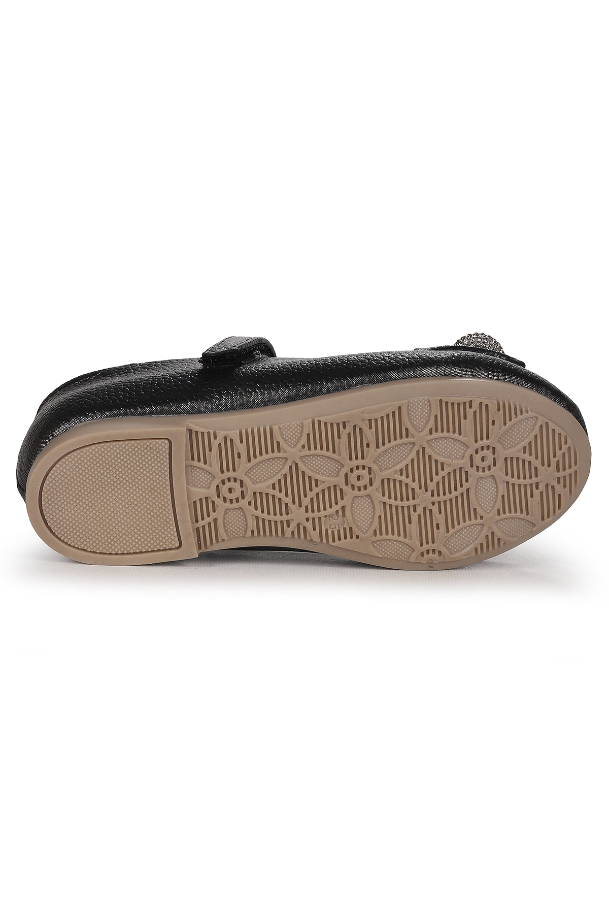 Bowtie Papyon Taşlı Cırtlı Kız Çocuk Babet Ayakkabı Platin - Görsel 6