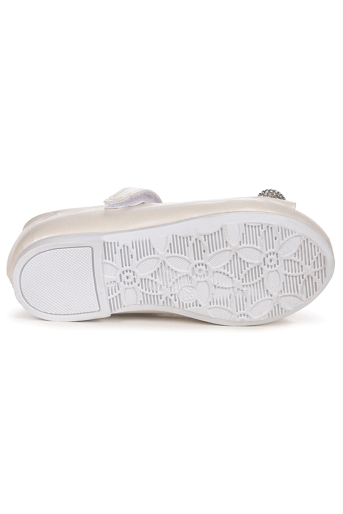 Bowtie Papyon Taşlı Cırtlı Kız Çocuk Babet Ayakkabı Sedef - Görsel 4