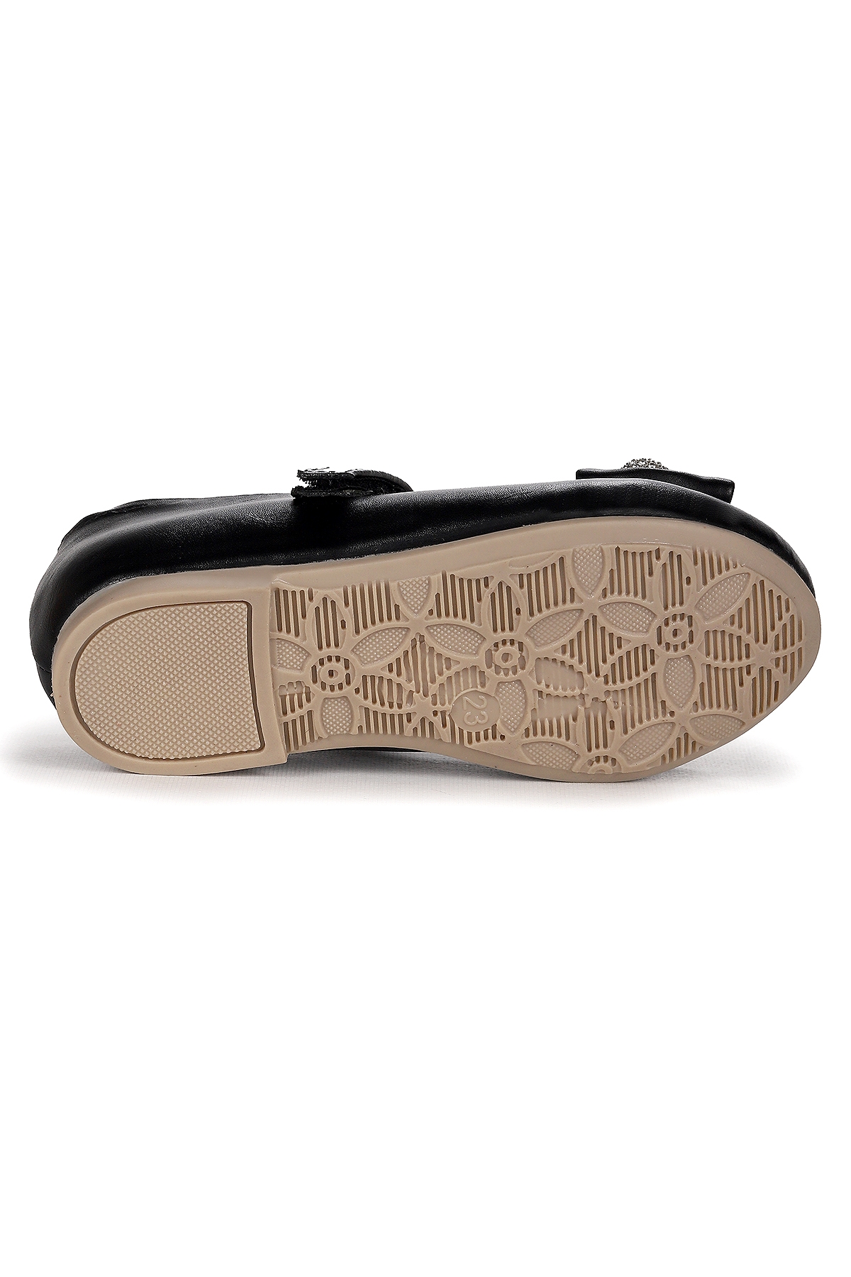 Bowtie Papyon Taşlı Cırtlı Kız Çocuk Babet Ayakkabı Siyah - Görsel 5