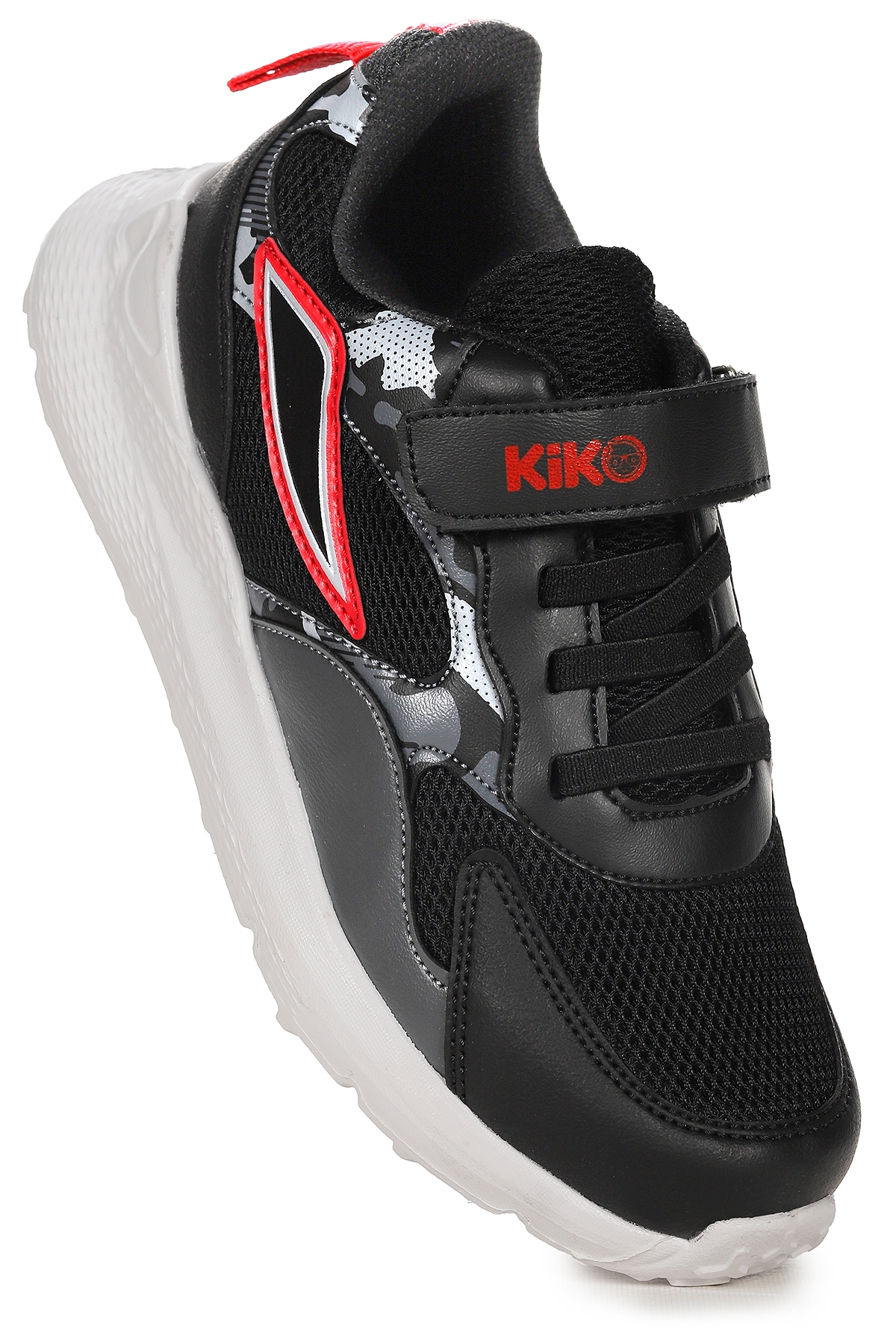 Singa Cırtlı Fileli Erkek Çocuk Spor Ayakkabı Siyah - Kırmızı - Görsel 3